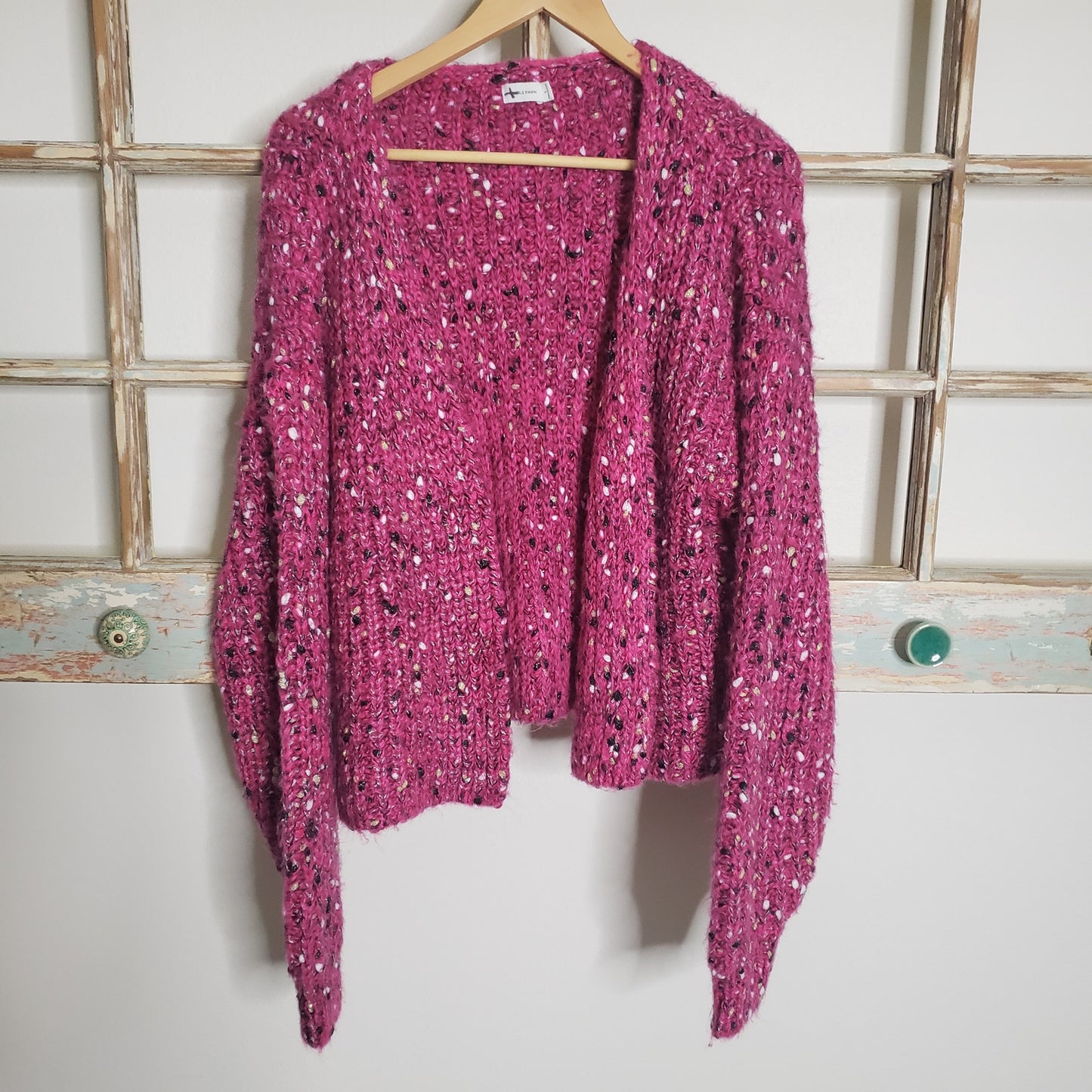 Gentle Fawn Chunky Pink Knit Cardigan Sweater size Small