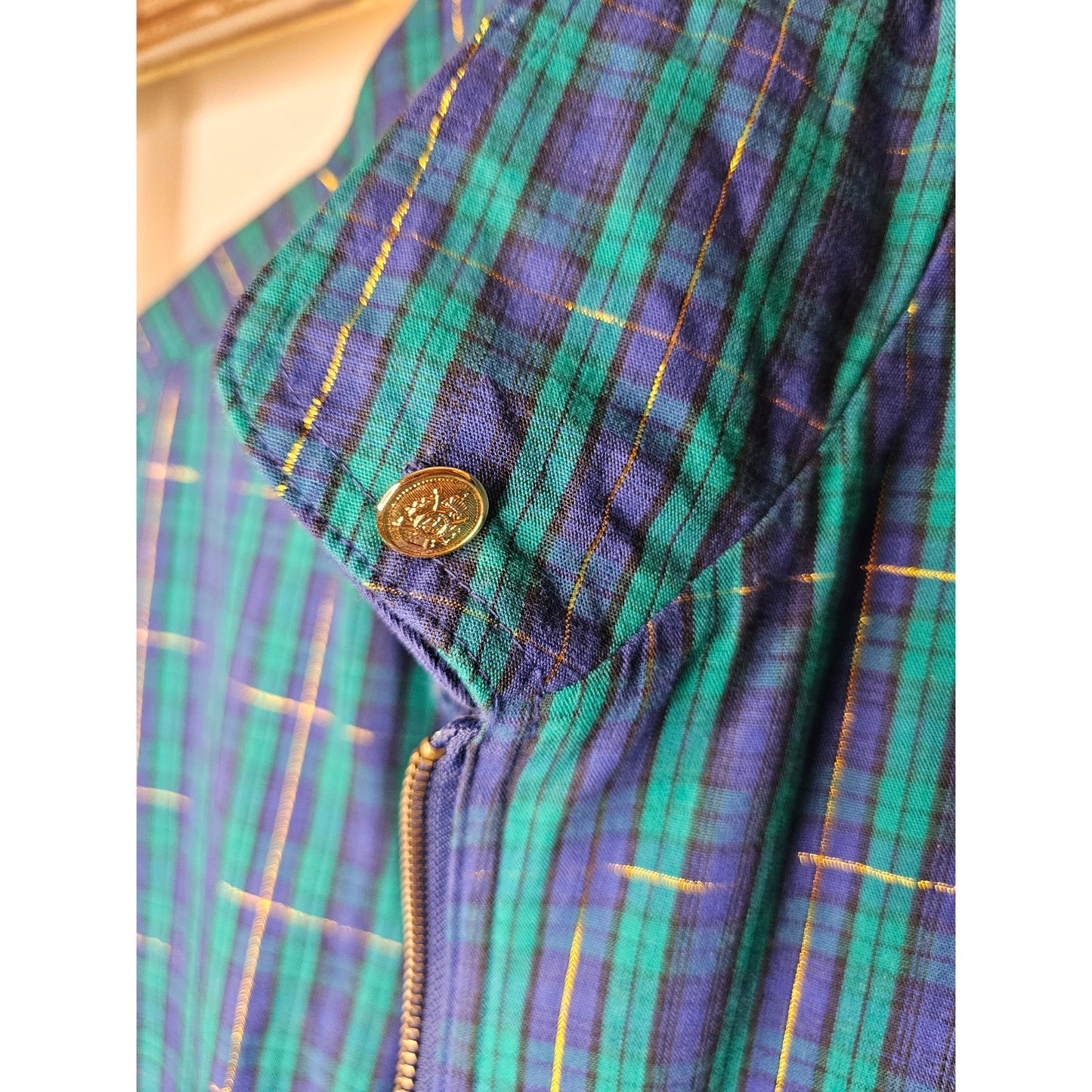 Vintage plaid jacket with gold buttons ladies size Small
