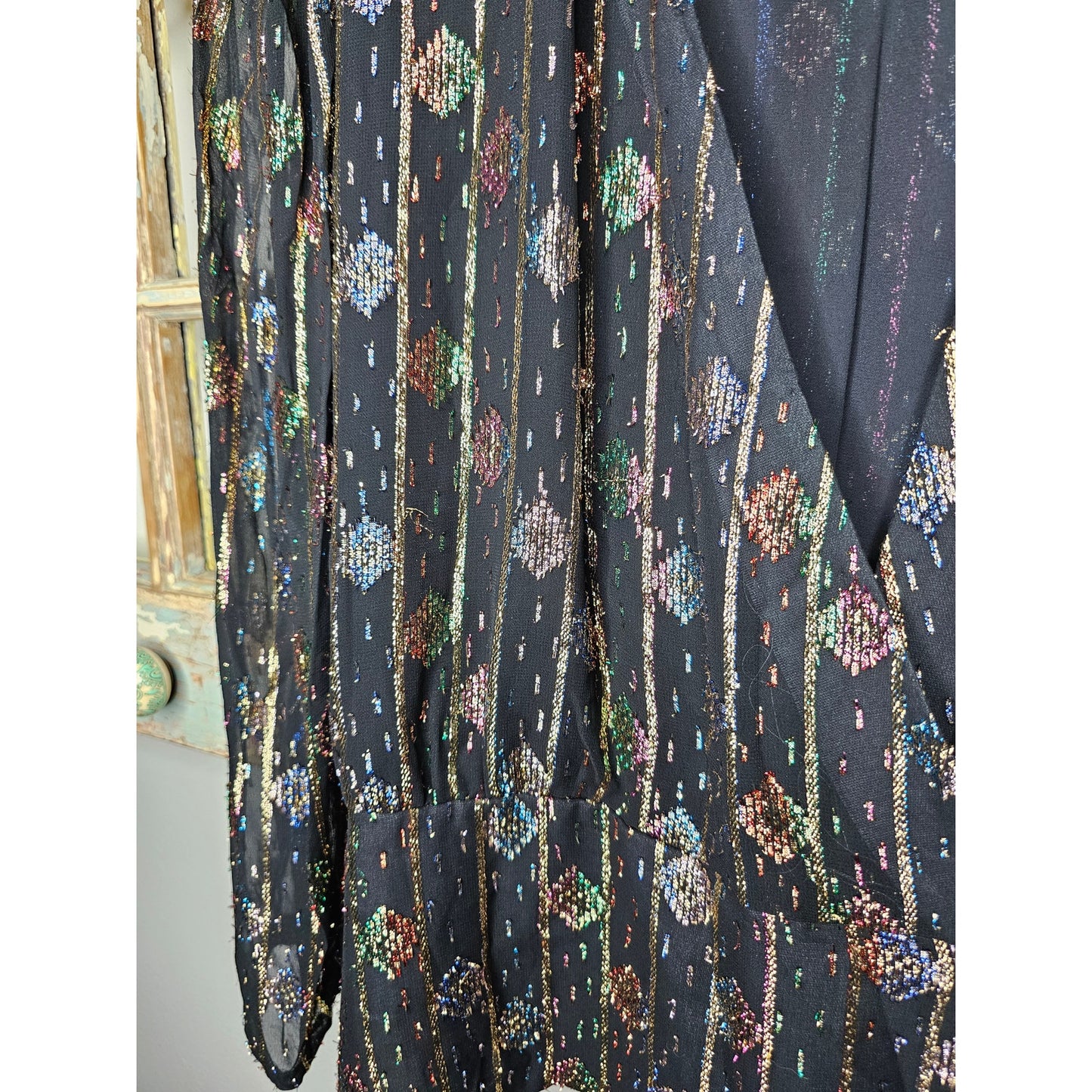 Vintage Lizzy & Johnny Wrap Blouse with Metallic Ladies size 16