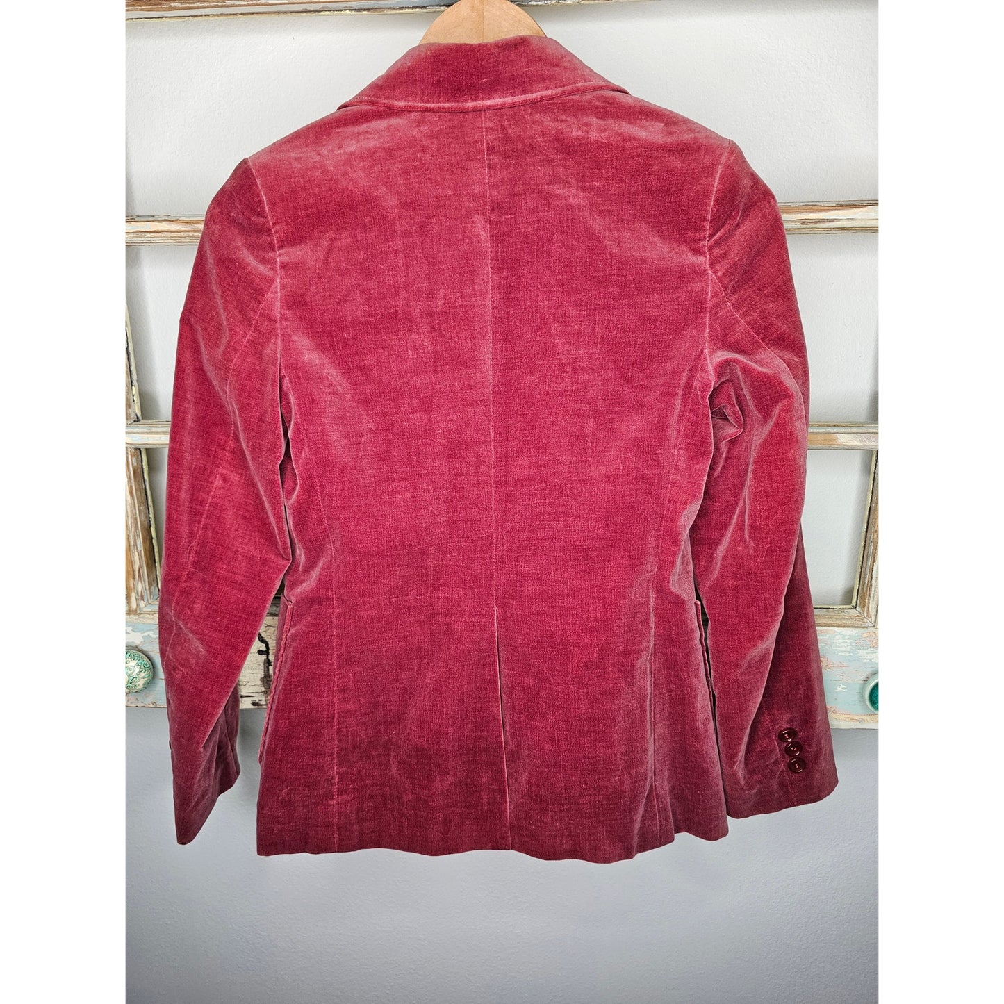 Vintage Jean Nicole Merlot shade velour blazer with button closure size 9/10