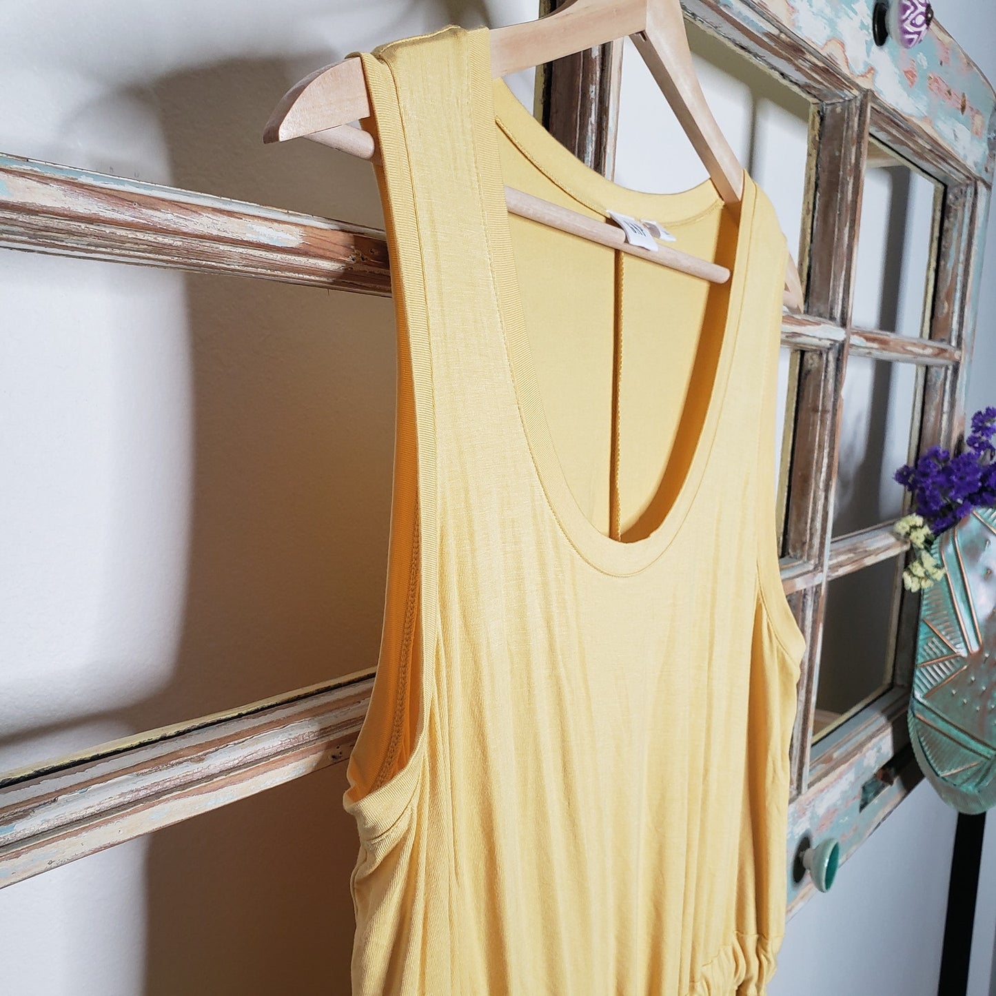 Gap NWOT Sleeveless Drawstring Midi dress with handkerchief hem size large