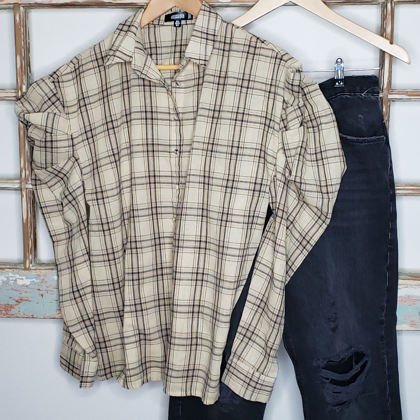 Misguided oversized poplin shirt with volume sleeves size 4