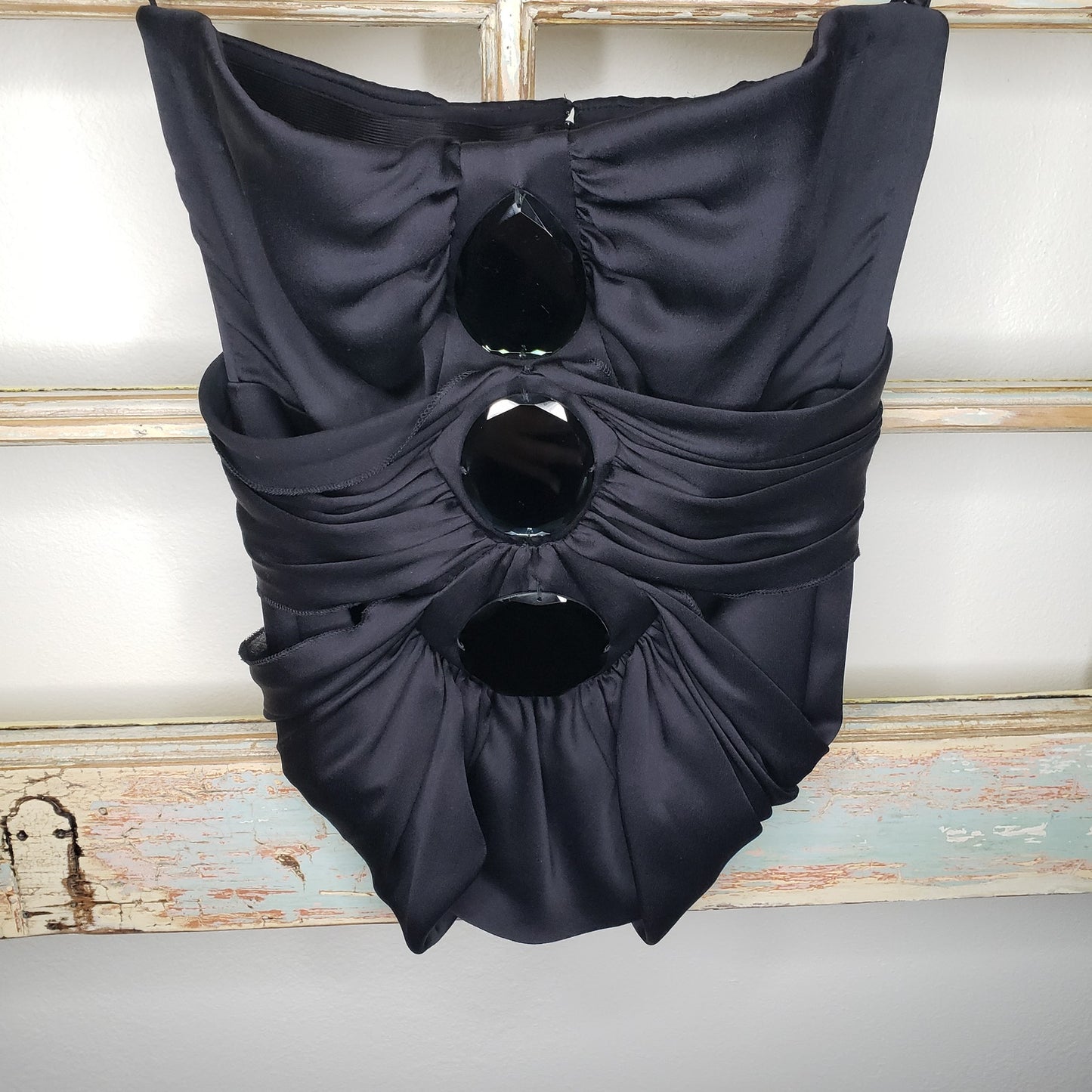 Giorgio Armani Black Mirrored Silk Strapless Bustier Ladies size 40 / US 4