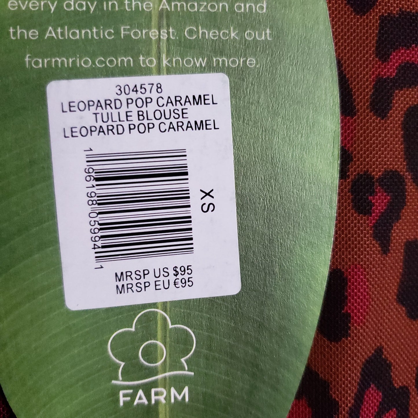 Farm Rio NWT Leopard-Print ruched top ladies size XS