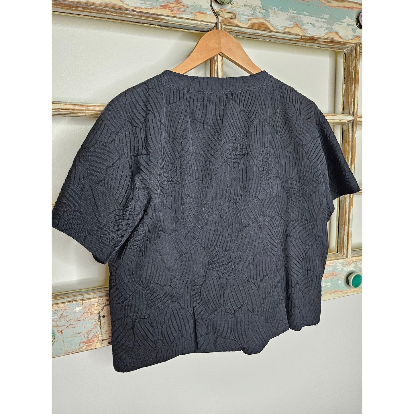 Lavia Black Cropped Short-sleeve Blazer Jacket Ladies size 18