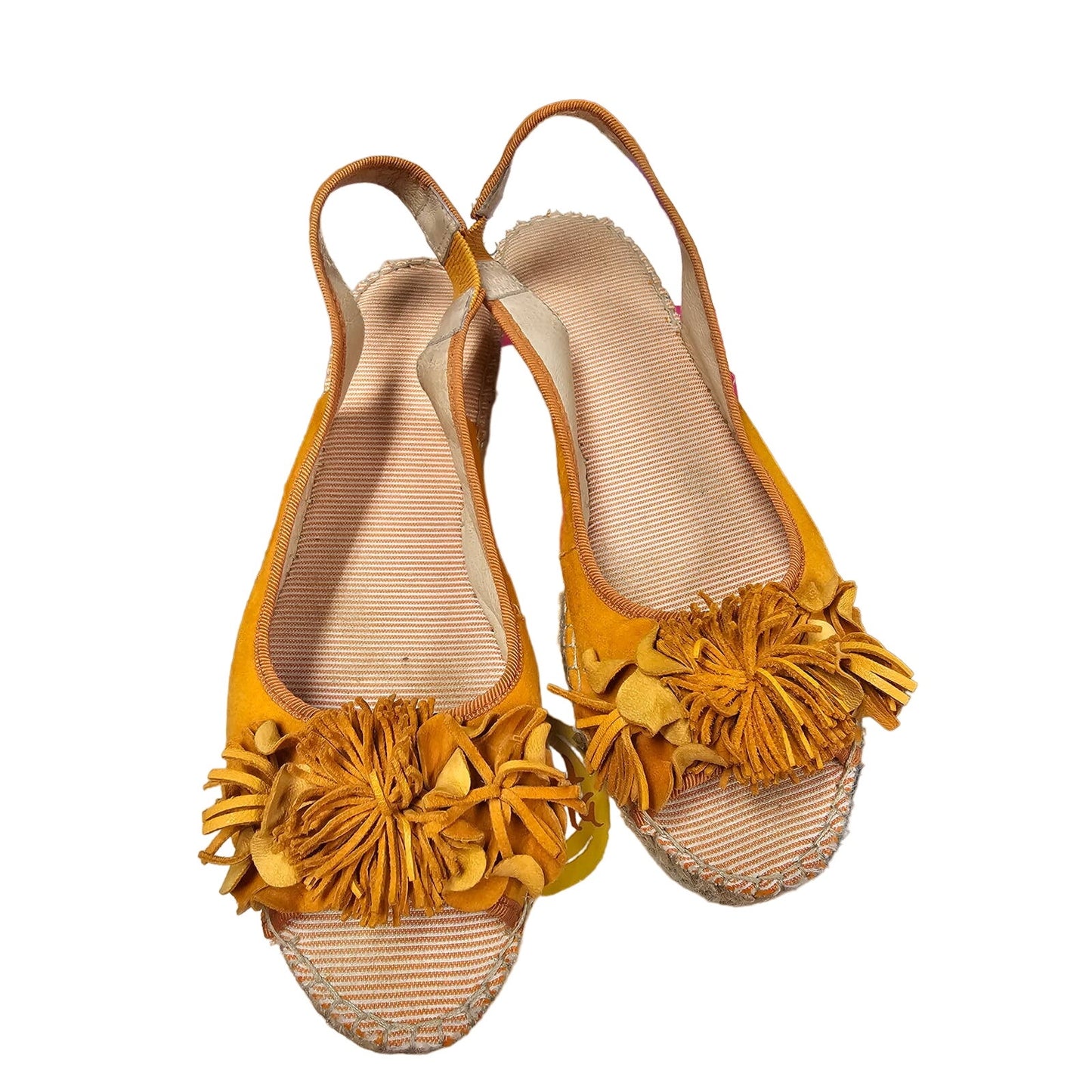 Ladies Orange Suede Sling back Peek-a-Boo Sandals size 10