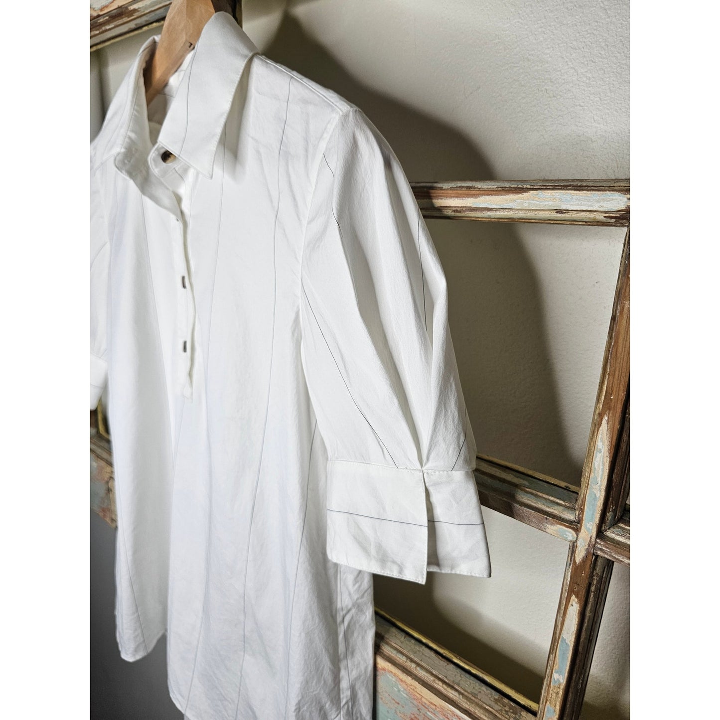 Lafayette 148 New York White Tailored short sleeve Boyd Blouse size XS