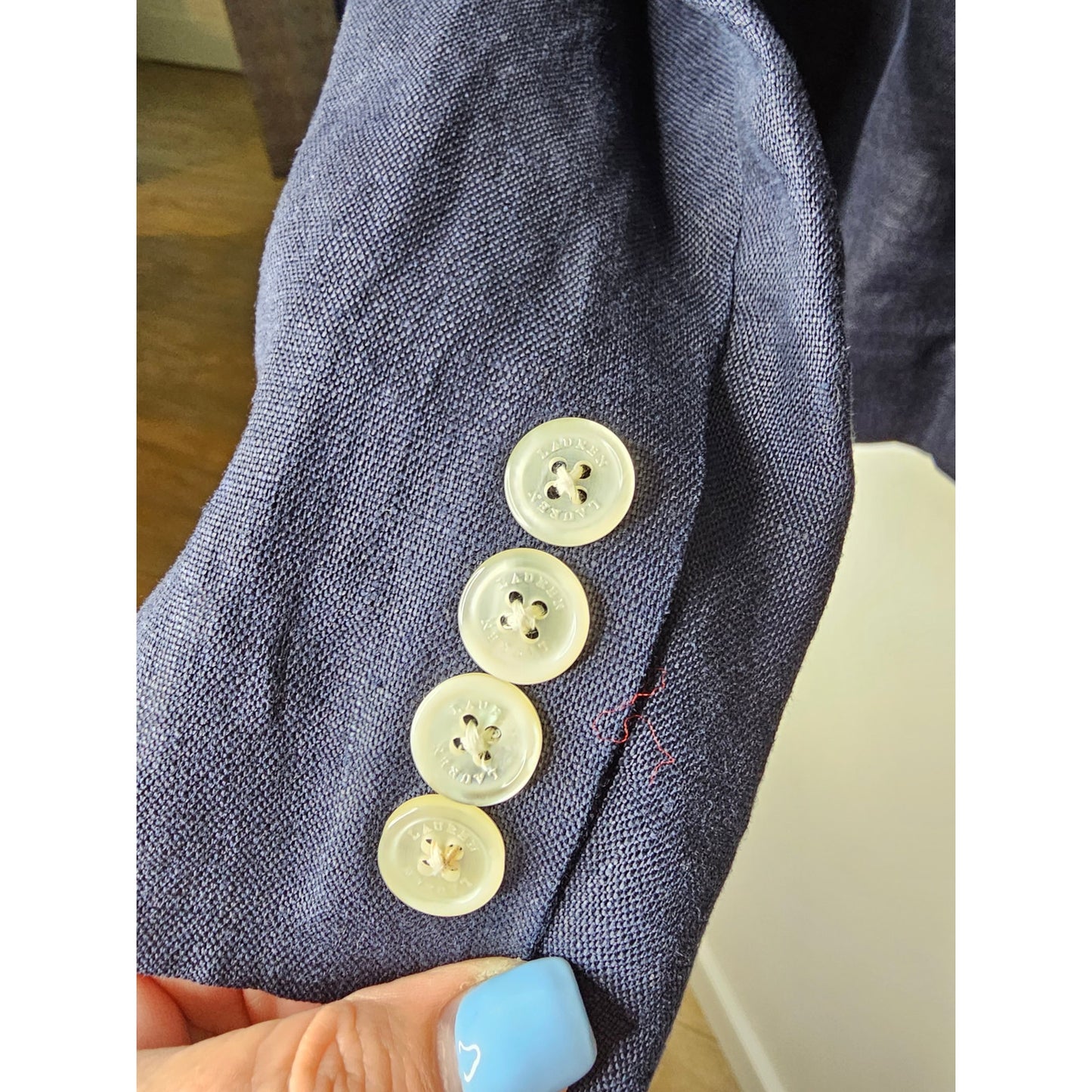 Ralph Lauren Linen Navy Blazer Button Front Ladies 10P