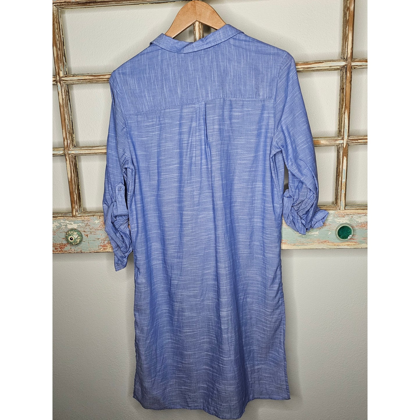M & S Collection Button Up Cotton long Tunic / Shirt Dress size 10