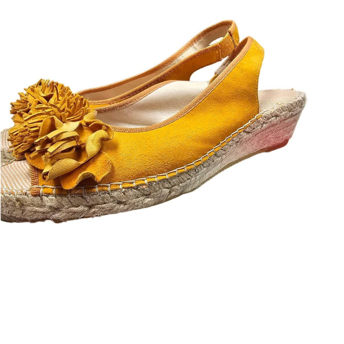 Ladies Orange Suede Sling back Peek-a-Boo Sandals size 10