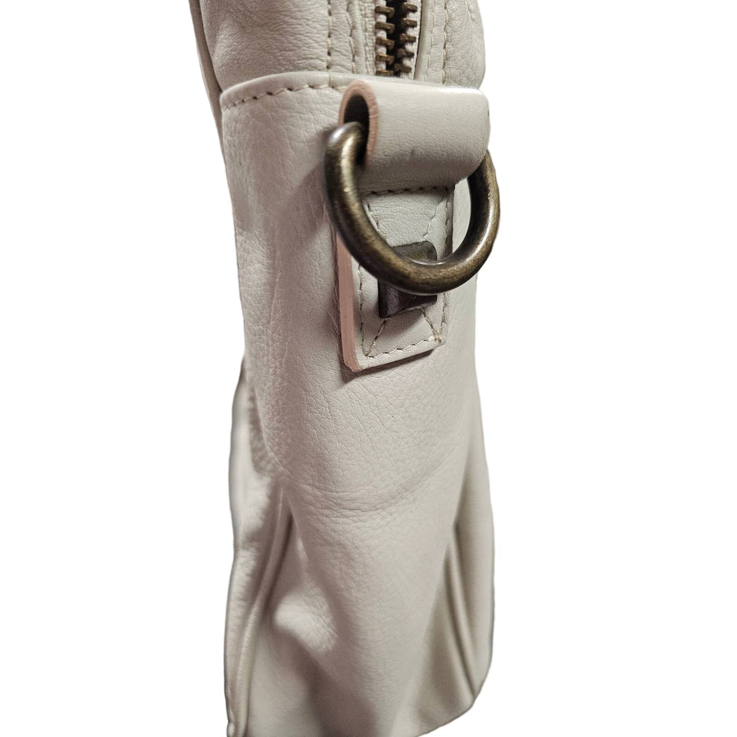 Supple Cream Leather Handbag by Falor with Duck fabric distressed handles