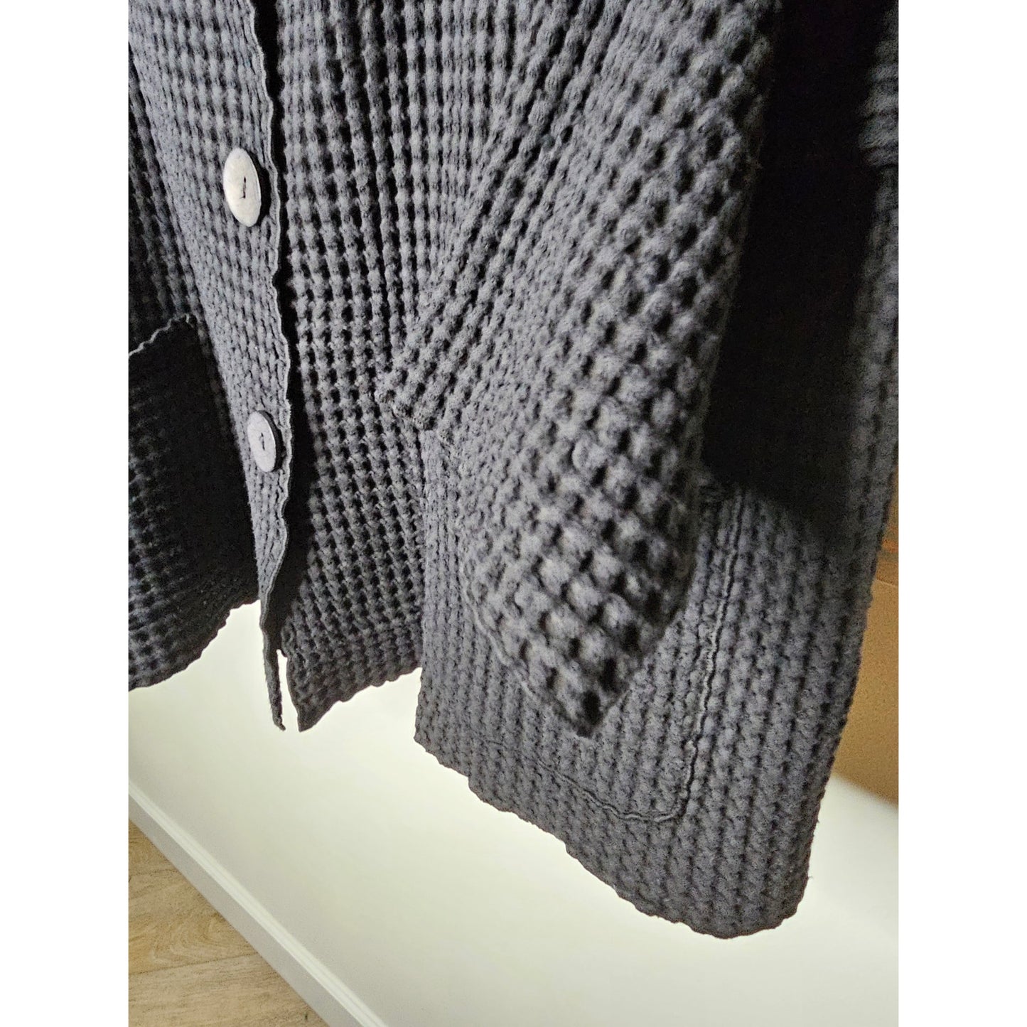 Waffle Knit Button Up Cotton Jacket By Focus Ladies Size Small