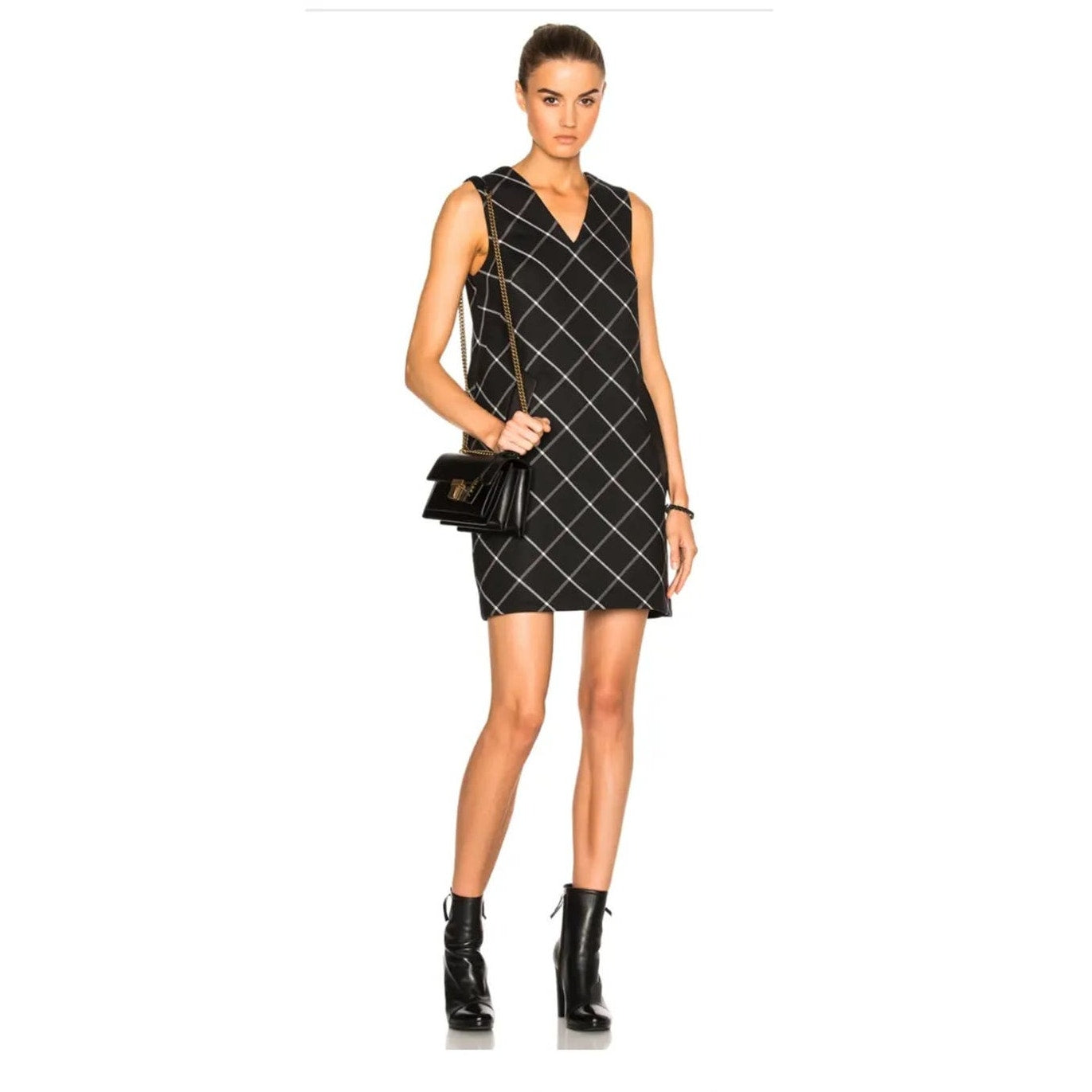 Rag & Bone Phoebe V-neck Windowpane Shift Dress Ladies Size 00