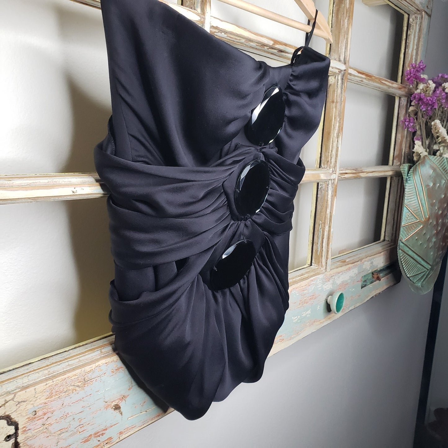 Giorgio Armani Black Mirrored Silk Strapless Bustier Ladies size 40 / US 4
