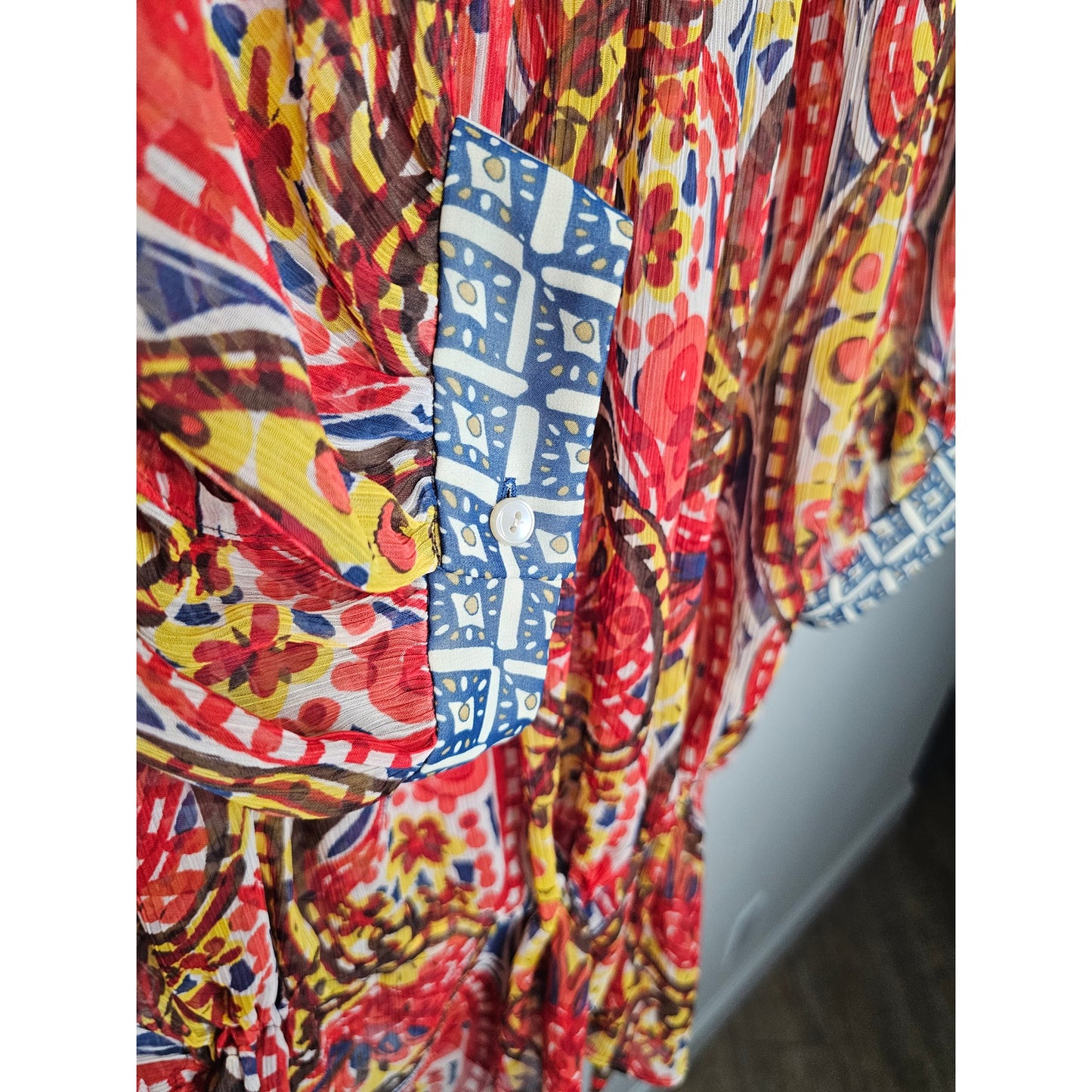 Nine West Vibrant Sheer Drawstring Scoop neck blouse size 2X