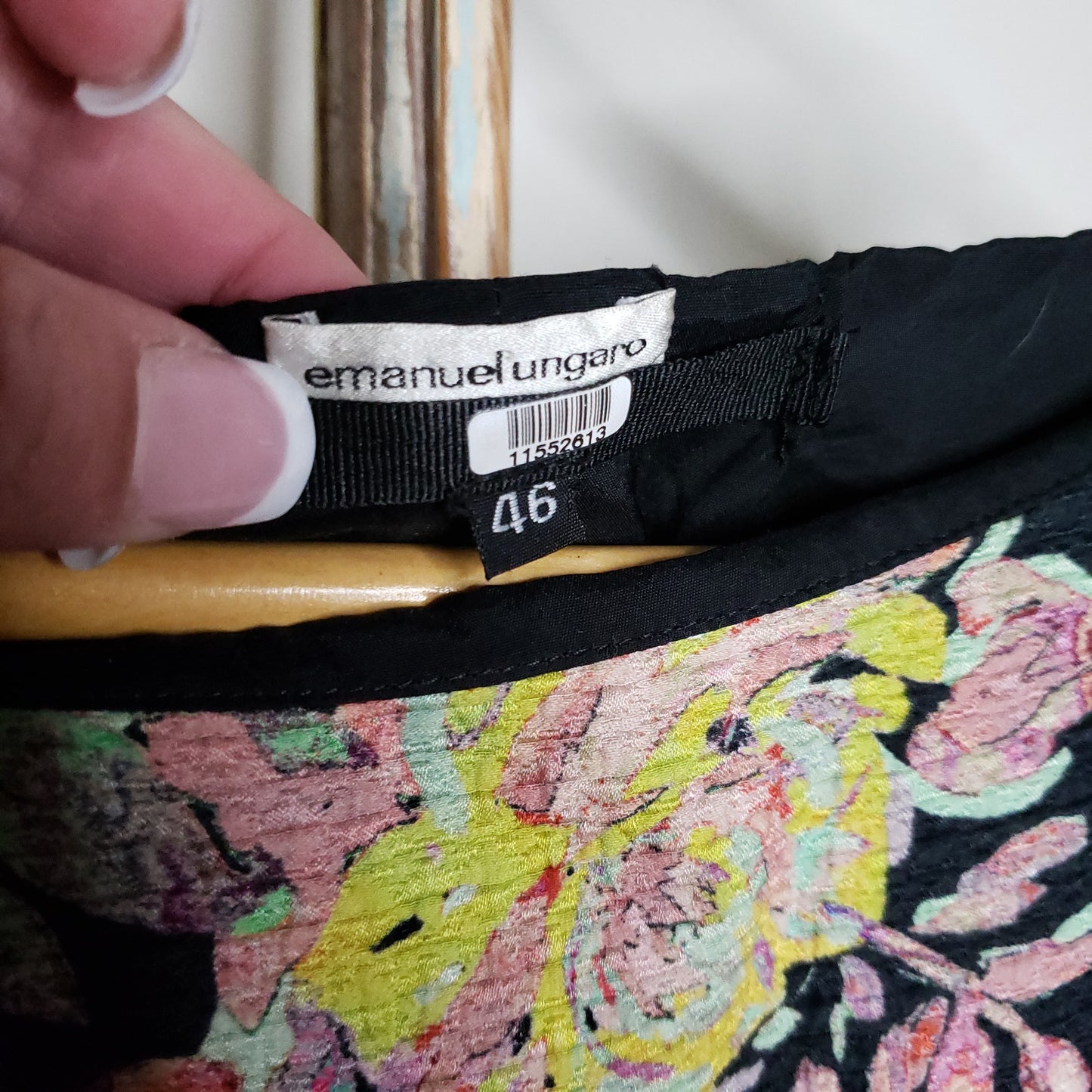 Emanuel Ungaro Rose Fondo Nero floral dress size 46 / US 12