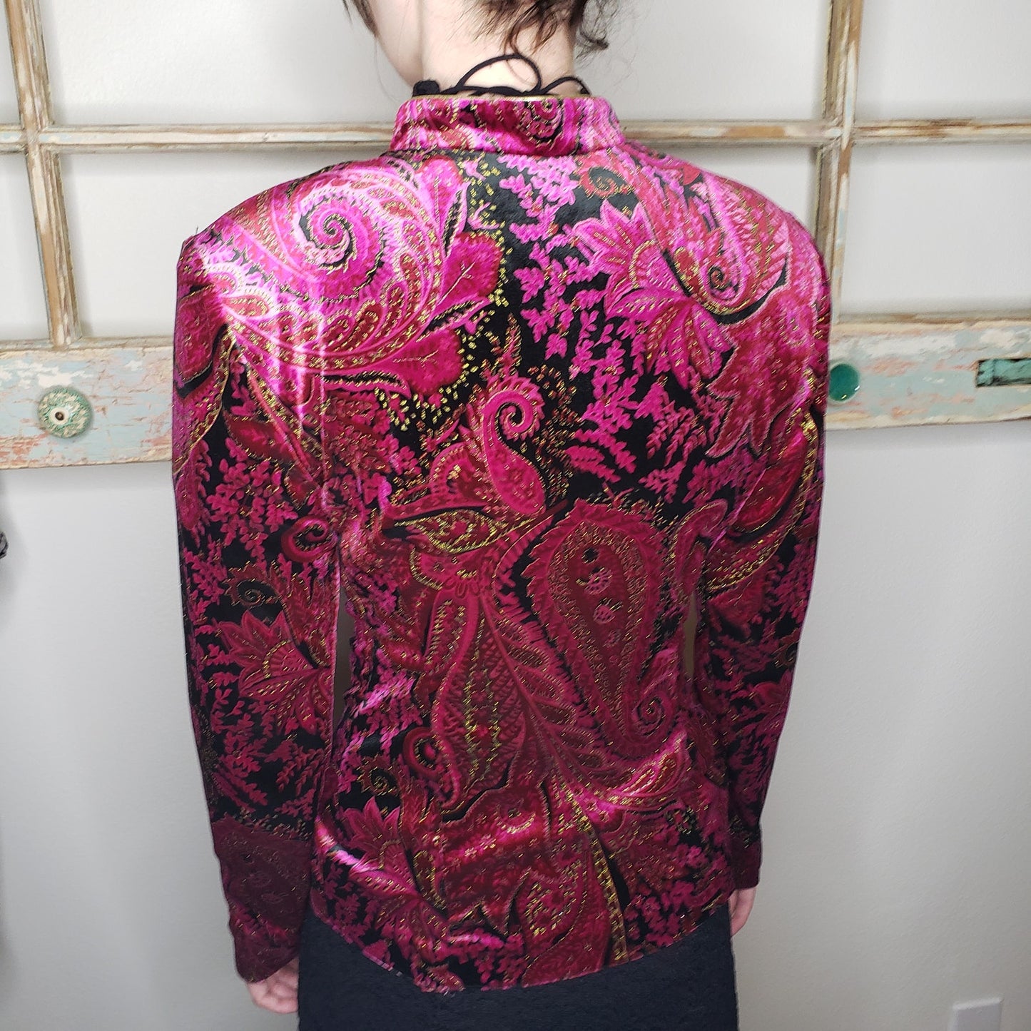 Vintage R & K Evening velvet button down fitted jacket ladies size small