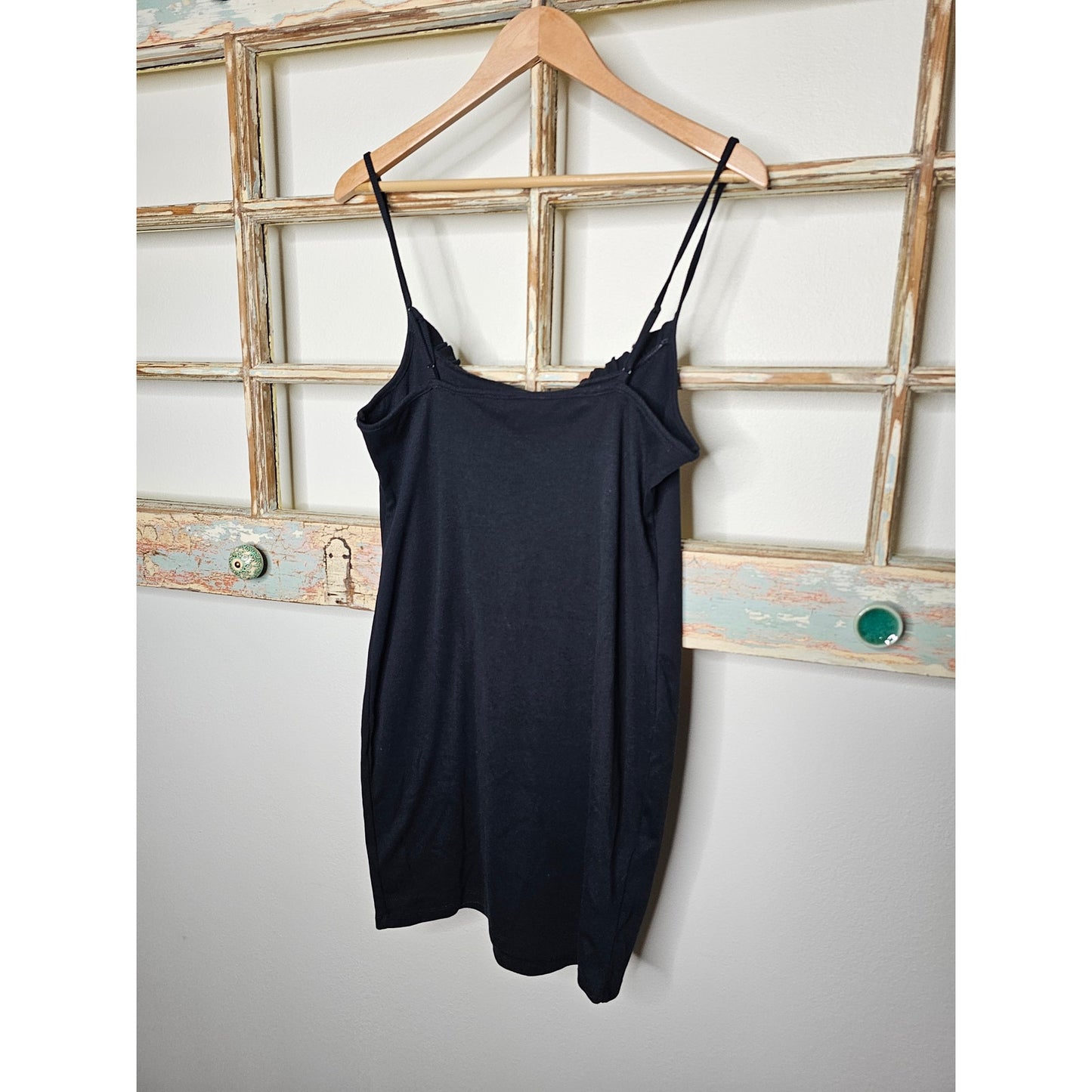 BCBGeneration Black Ribbed Spaghetti Strap Mini Dress size Large