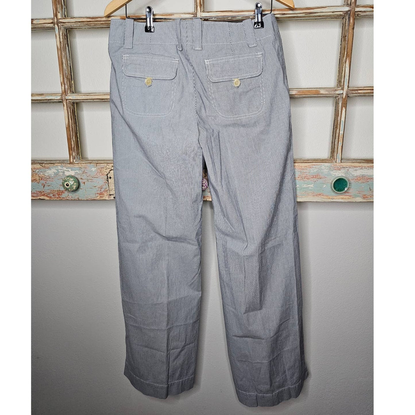 Gap Wide Leg Chino Style Pants Railroad stripe Ladies size 8 Long
