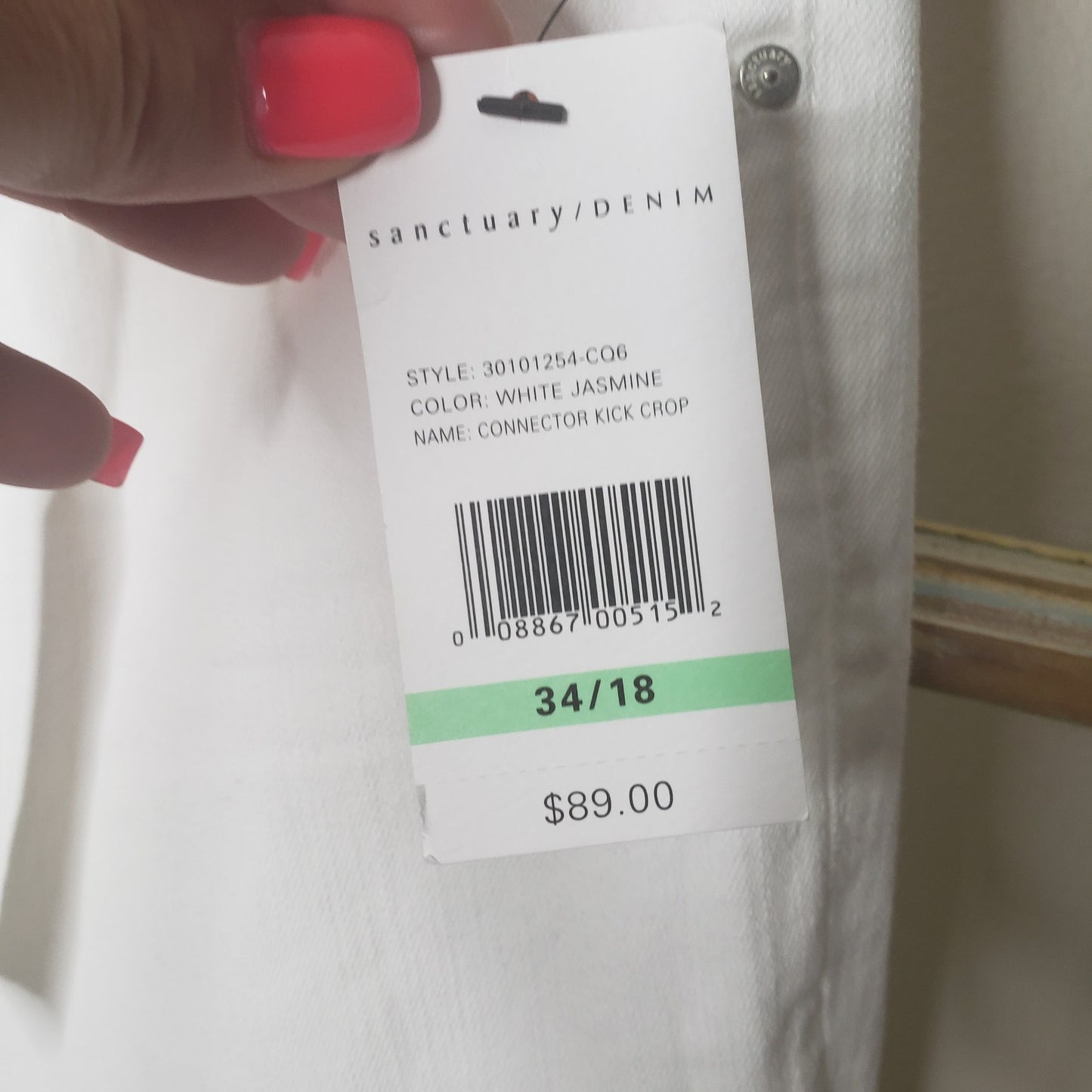 Sanctuary White Denim Cropped Jeans Ladies size 18 NWT