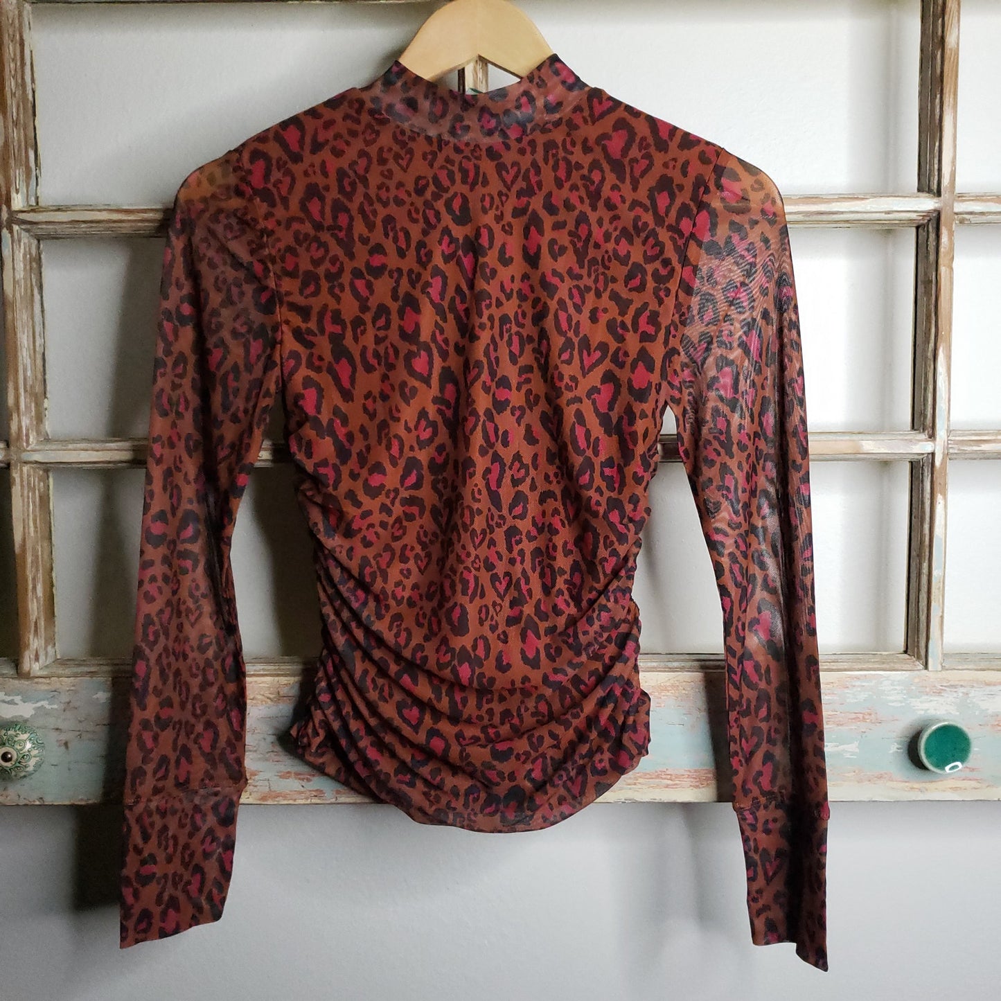Farm Rio NWT Leopard-Print ruched top ladies size XS