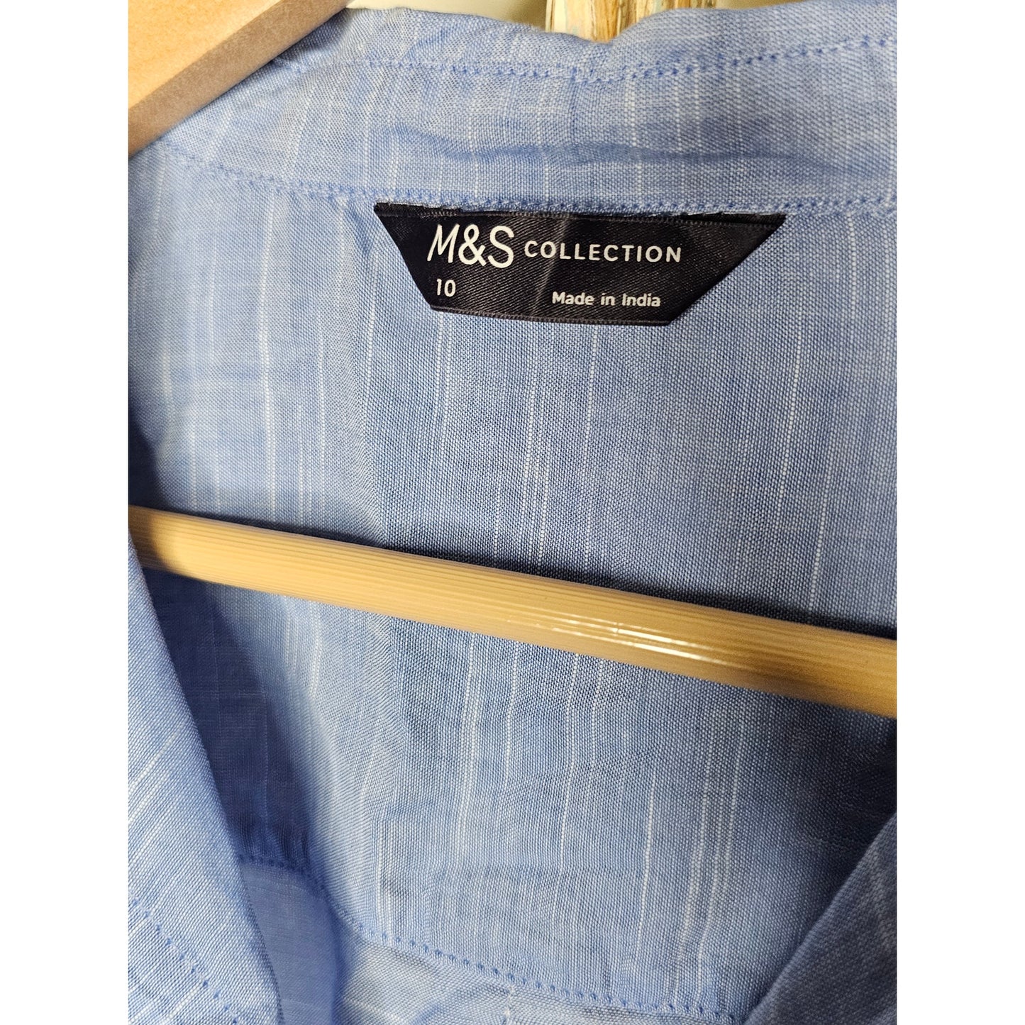 M & S Collection Button Up Cotton long Tunic / Shirt Dress size 10