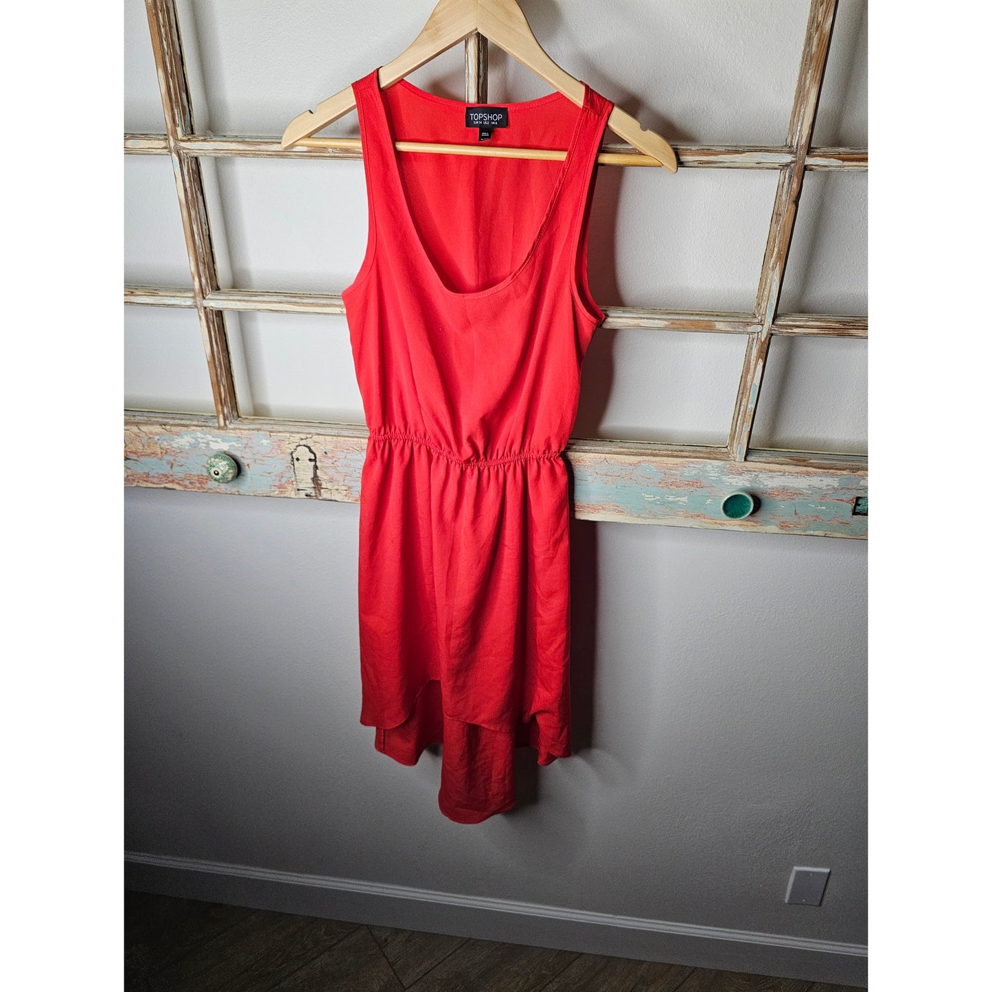 Topshop Red High/ Low Scoop Neck Dress Size 2