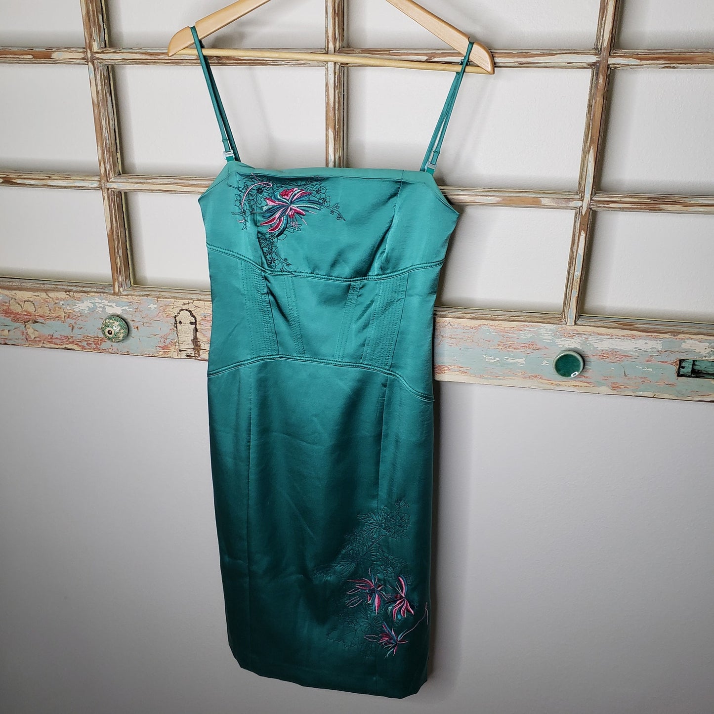 Karen Millen lined Silk Corset embroidered dress ladies size 8