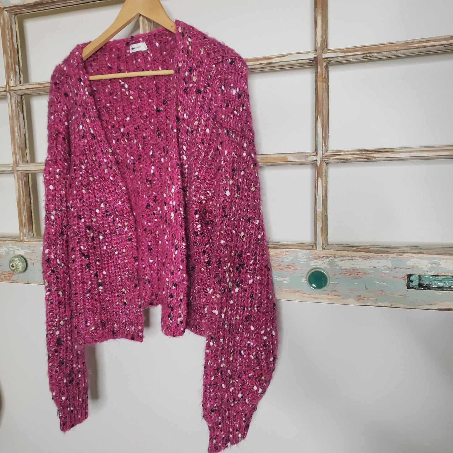 Gentle Fawn Chunky Pink Knit Cardigan Sweater size Small