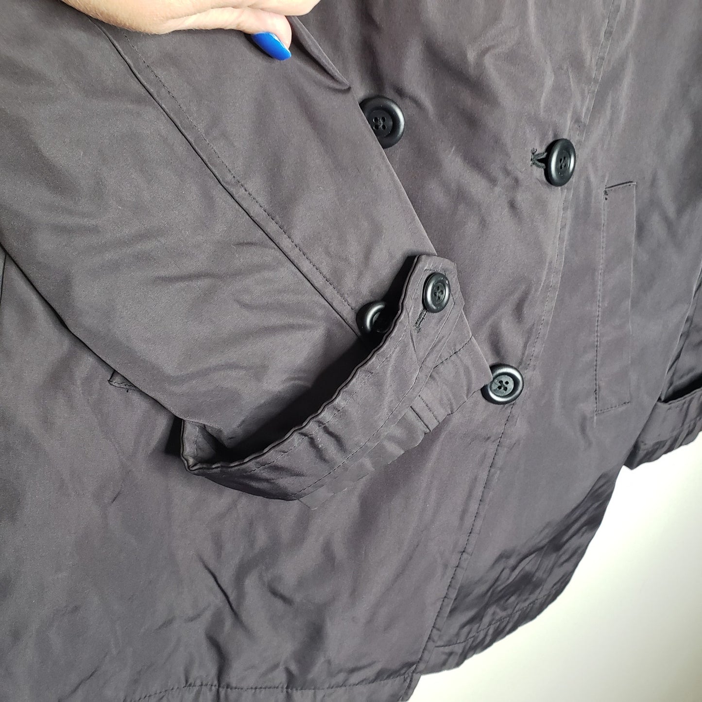 Gap NWOT Black Sporty Double-Breasted Raincoat size XS