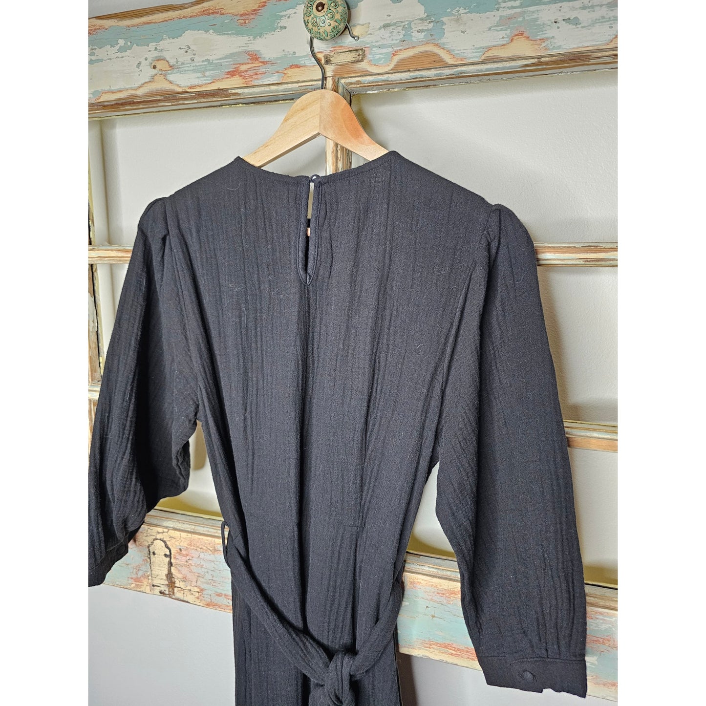 NWT Zara black Long Sleeve Cotton Gauzy Dress Ladies size Medium