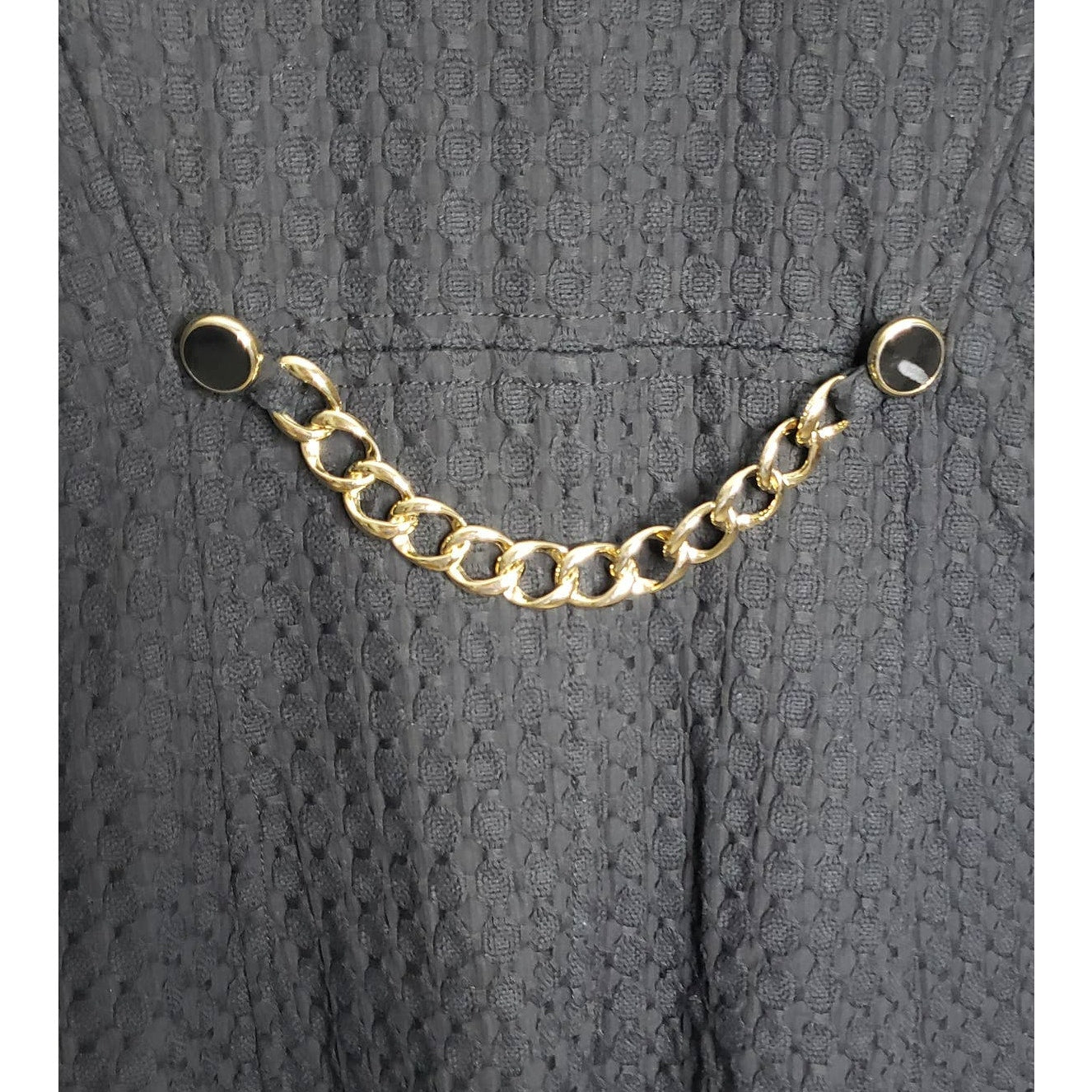 MILLY Basketweave cotton coat in black with gold accents size 8