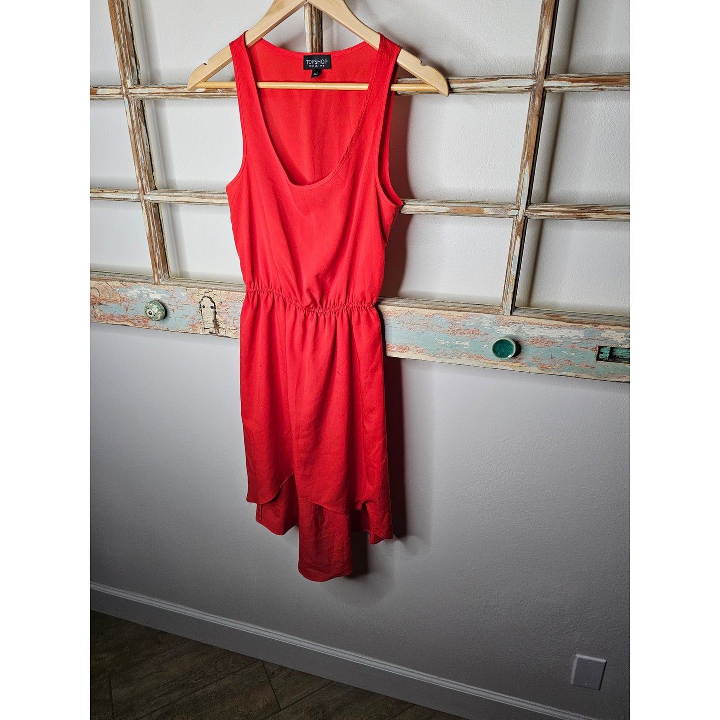 Topshop Red High/ Low Scoop Neck Dress Size 2