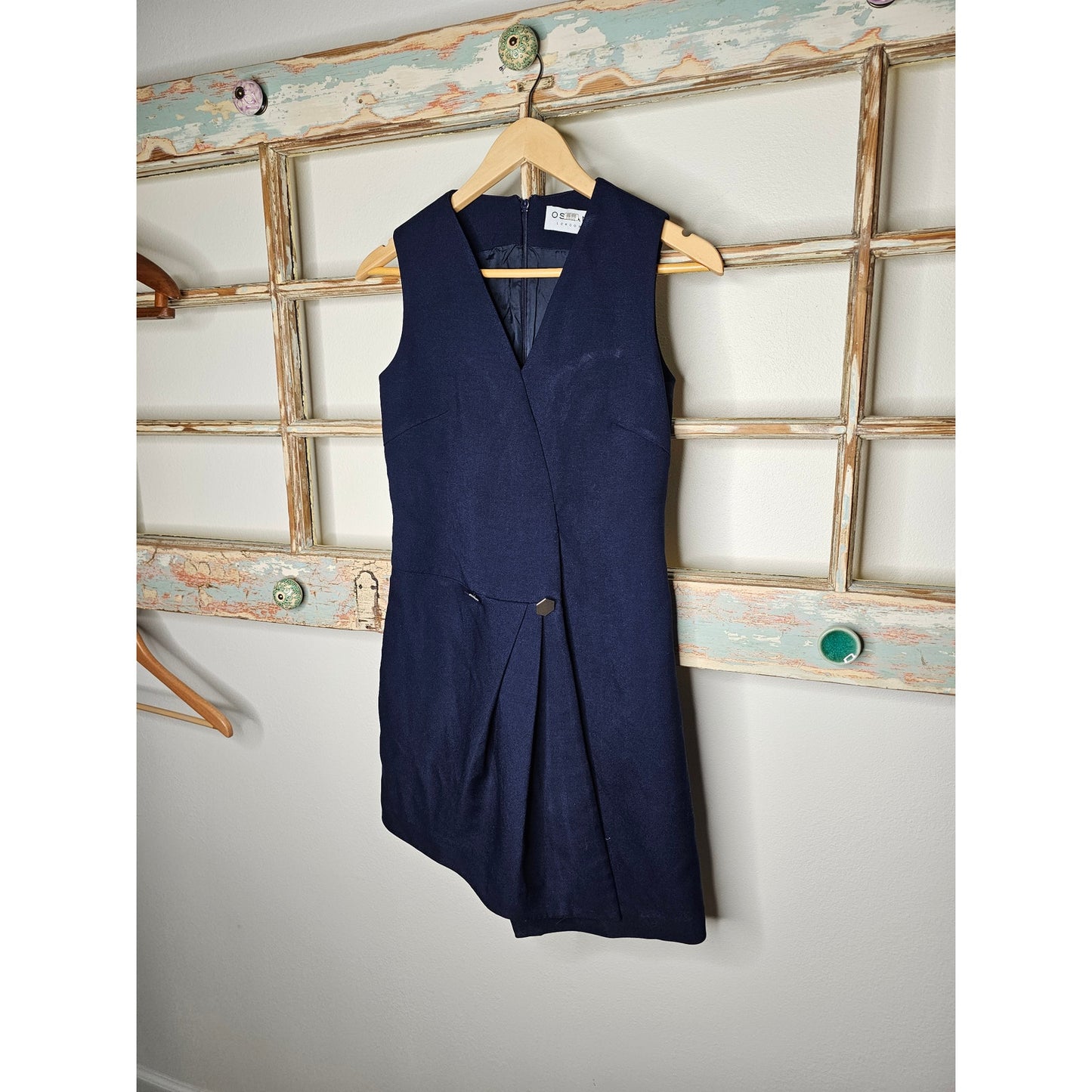 Osman Asymmetrical Navy Blue Sleeveless Suit Dress Ladies size 2