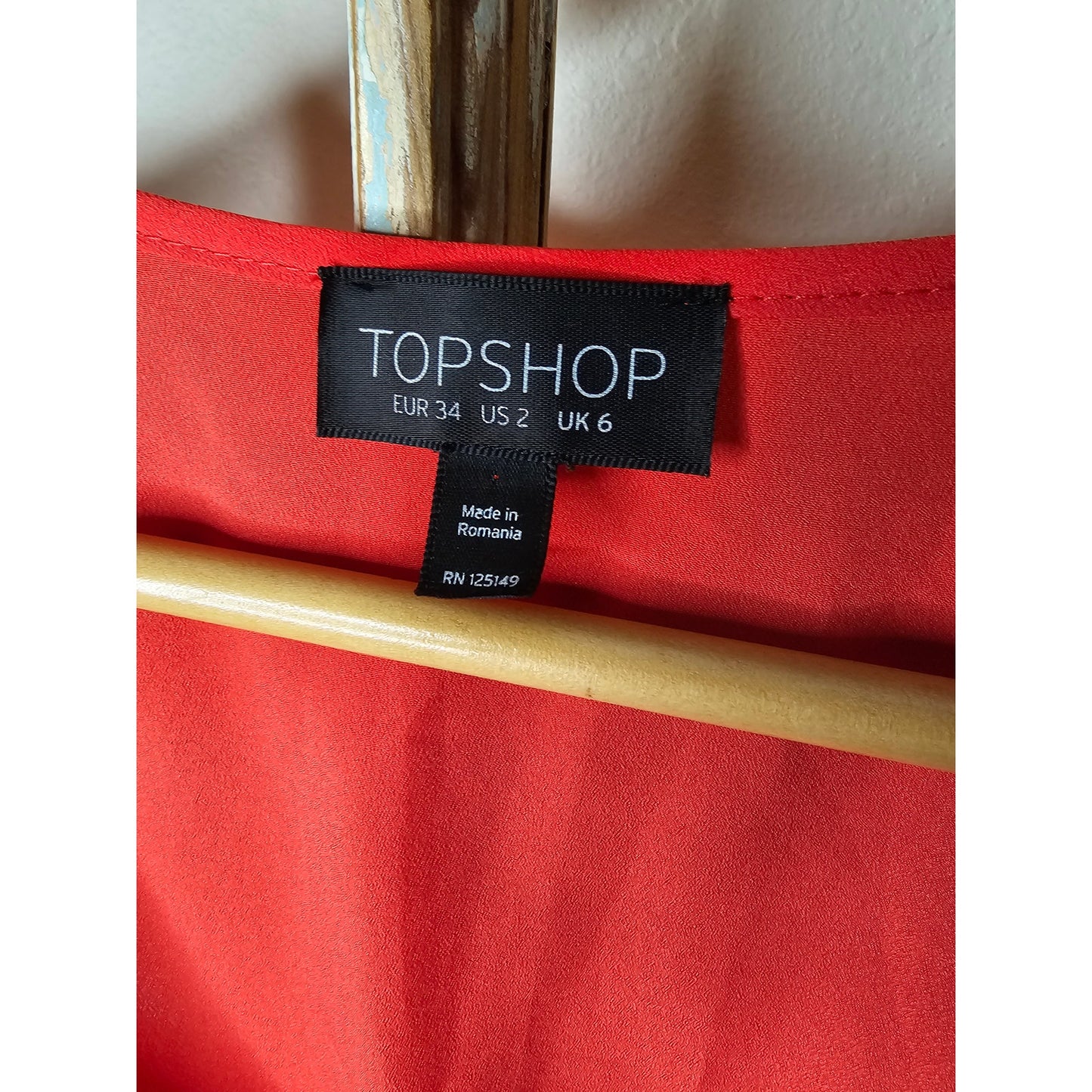 Topshop Red High/ Low Scoop Neck Dress Size 2