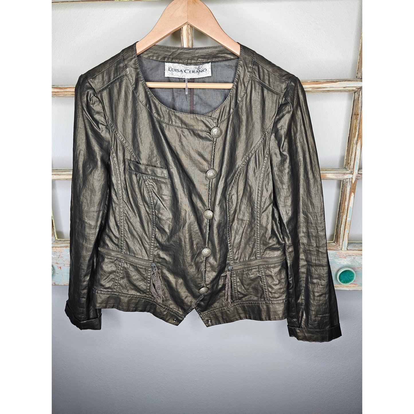 Luisa Cerano Linen Blend Button Up Jacket size 12