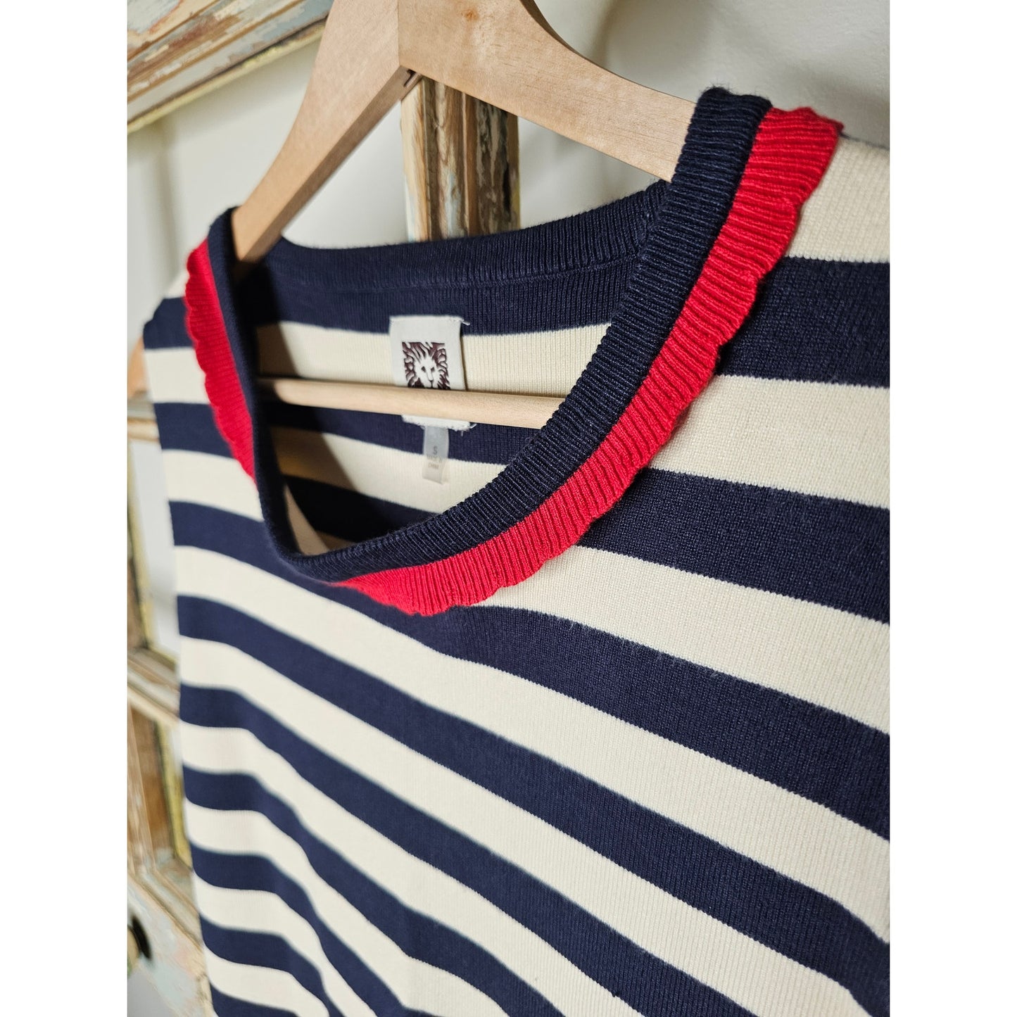 Red/Cream/ Blue Patriotic Preppy Heavy Knit Dress Ladies size Small