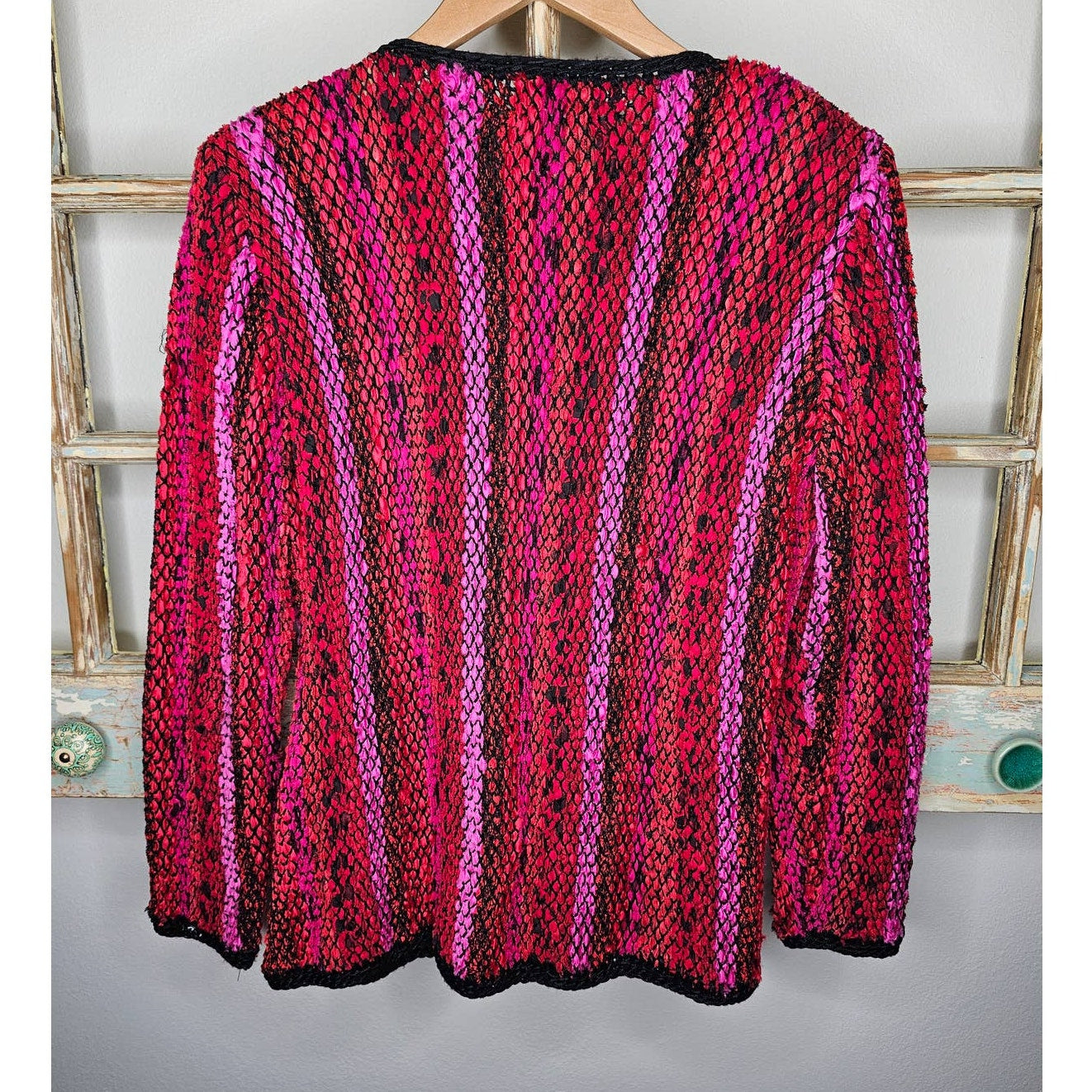 Vintage Estelle Gracer Fiber Artist Hand Woven Cardigan size large