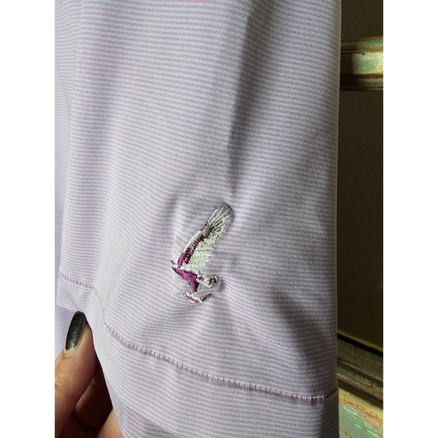 Peter Millar Hales Performance Jersey Polo Summer Comfort pink/blue striped Size XL
