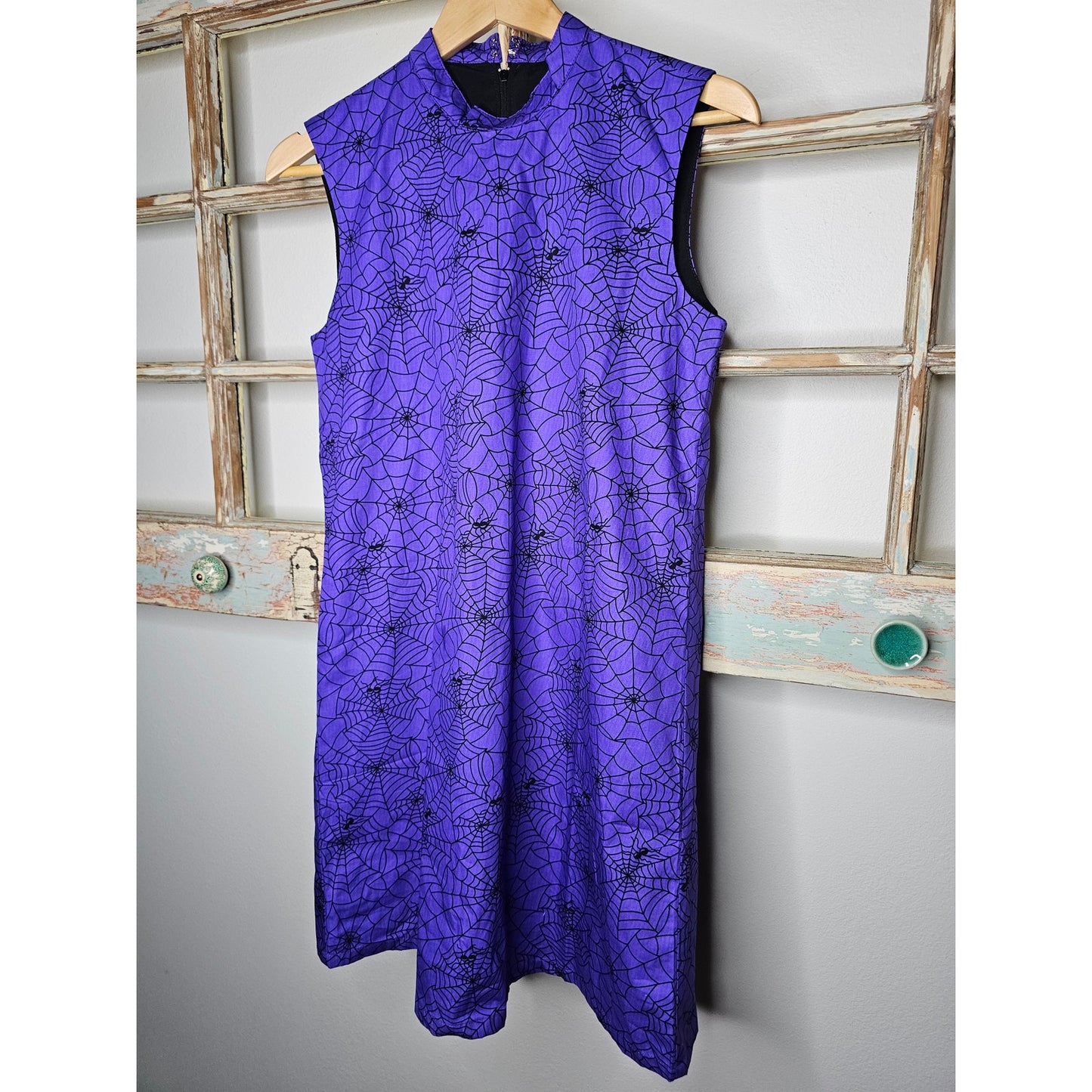 NWT Magnolia Place Purple Black Spiderweb Hallowen Mini Gogo dress size Small