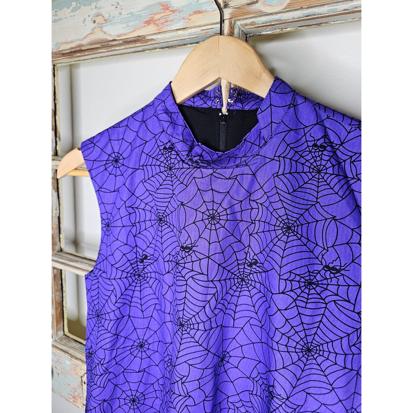 NWT Magnolia Place Purple Black Spiderweb Hallowen Mini Gogo dress size Small