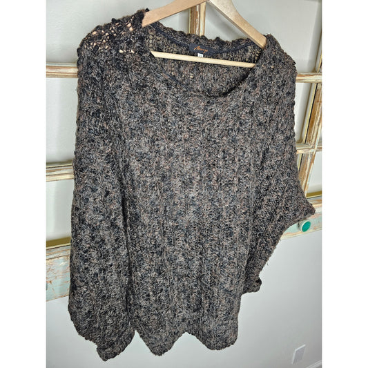 Margo Black Brown Animal Hair Long Sleeve Sweater Ladies size XL