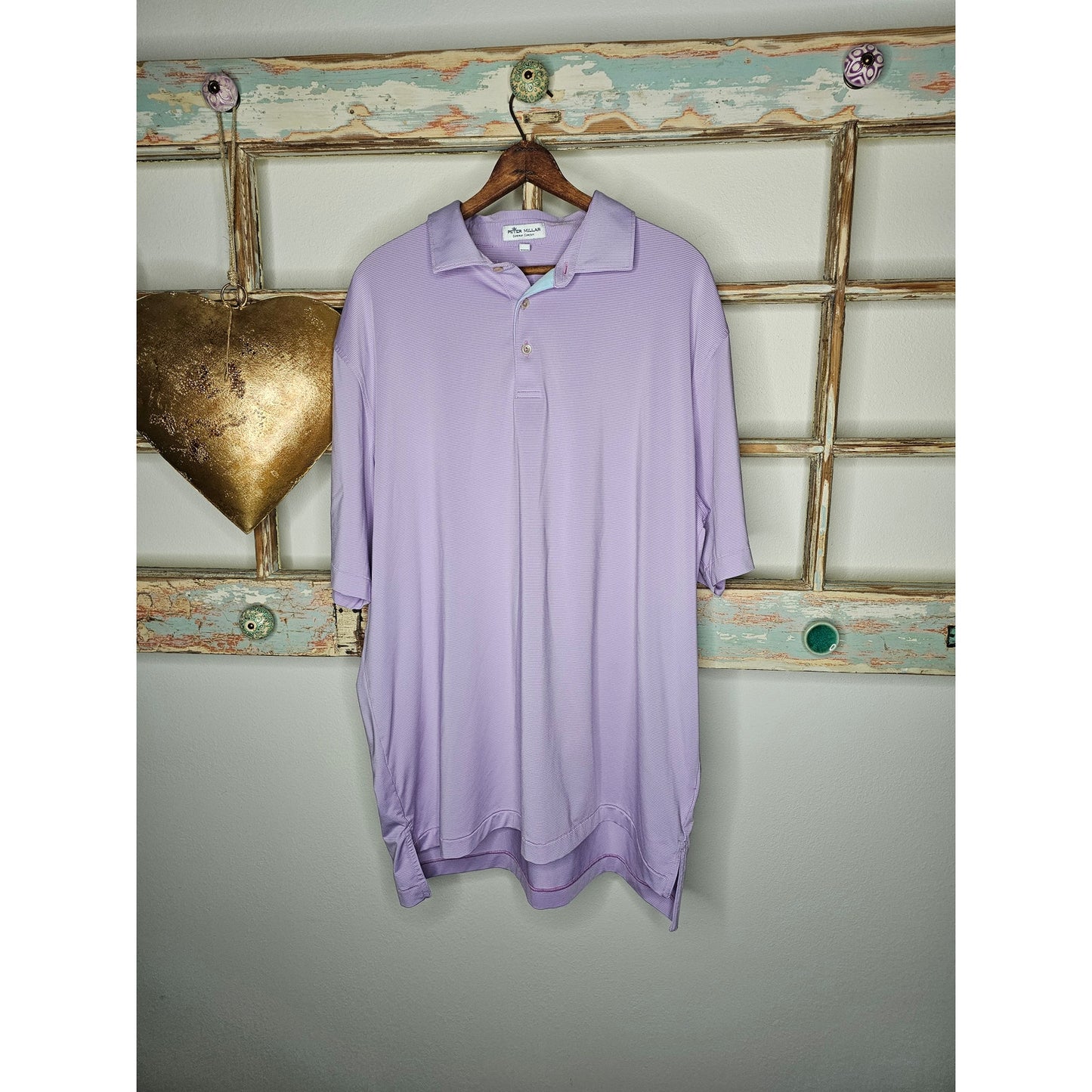 Peter Millar Hales Performance Jersey Polo Summer Comfort pink/blue striped Size XL