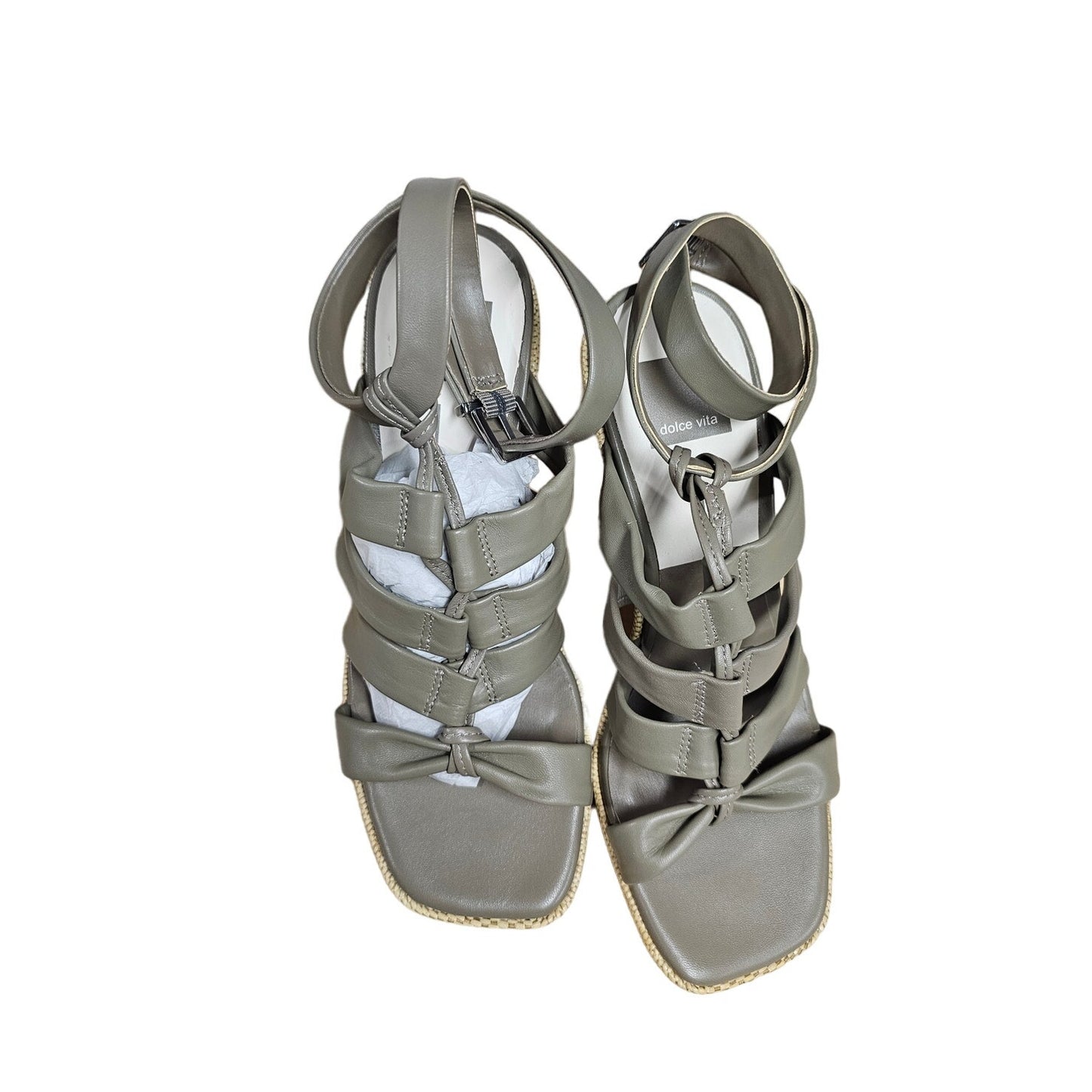 NWT Dolce Vita Olema Gladiator leather Heels in Dark Olive ladies size 8
