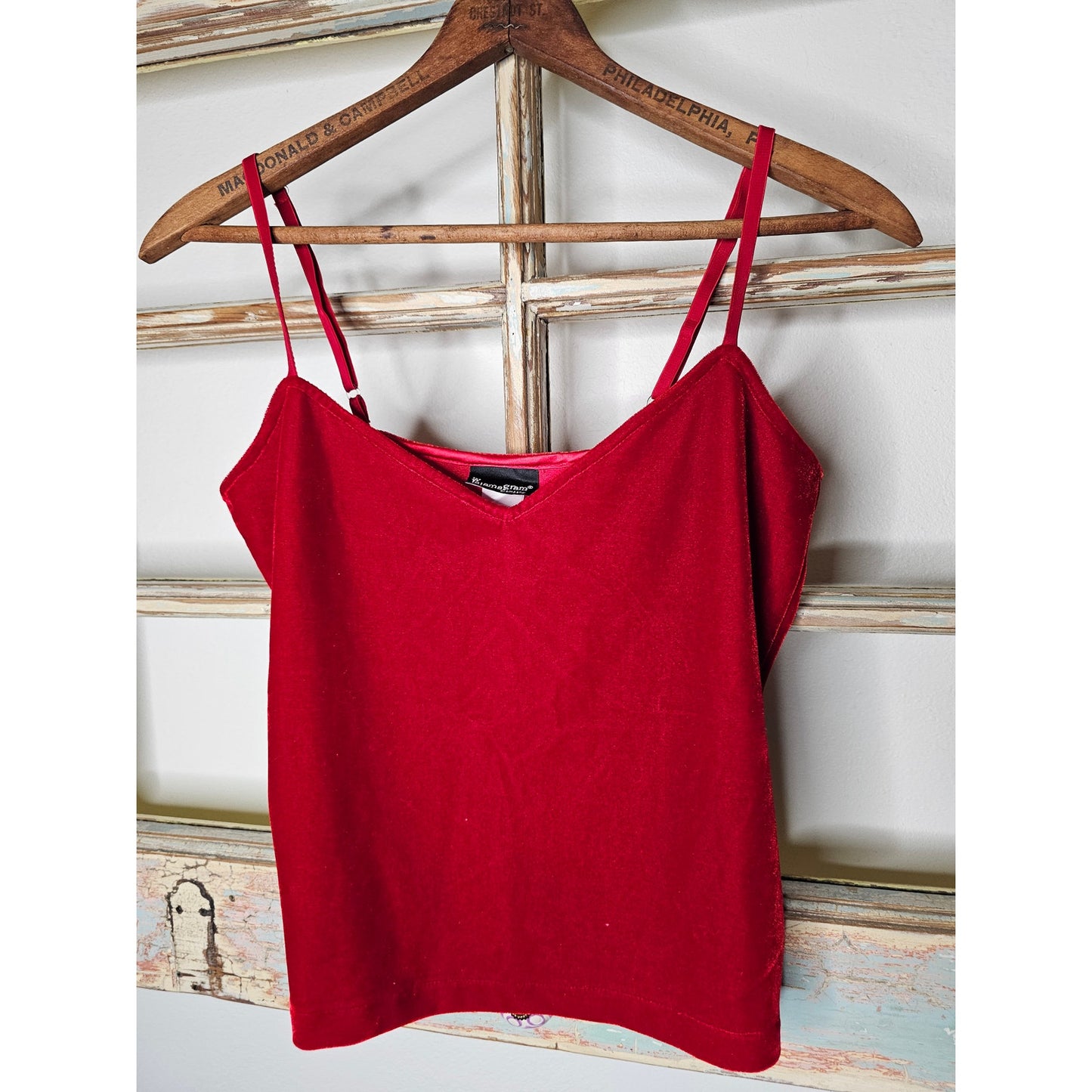 Pajamagram Tank Top Womans Size Small Red Velvet Adjustable straps