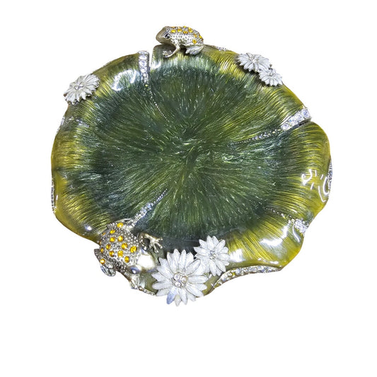 Lily Pad Jeweled Trinket Dish Frogs & Flowers Jewelry dish