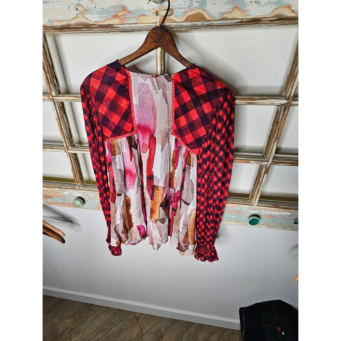 Bl-nk Miranda Peasant Blouse Semi Sheer Balloon Sleeves with frill cuff size Xsmall