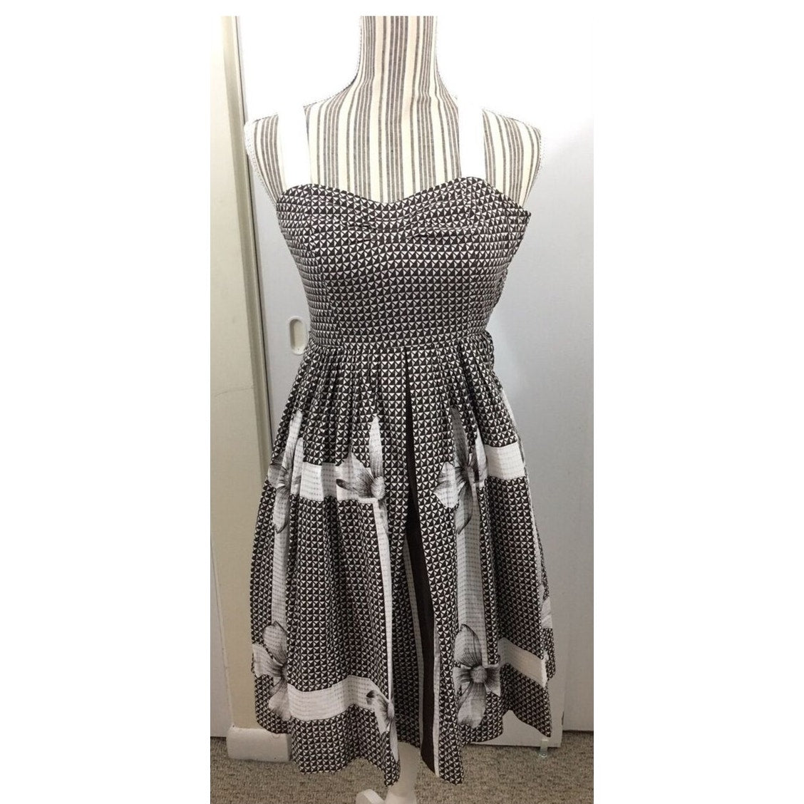 Anthropologie Edme & Esylite's Annona Dress Brown/White Bow Dress size 2