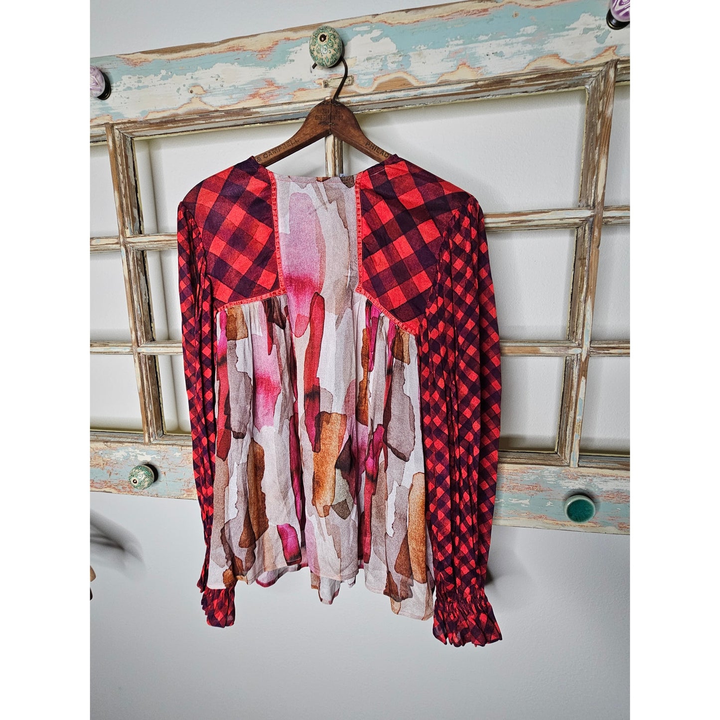 Bl-nk Miranda Peasant Blouse Semi Sheer Balloon Sleeves with frill cuff size Xsmall