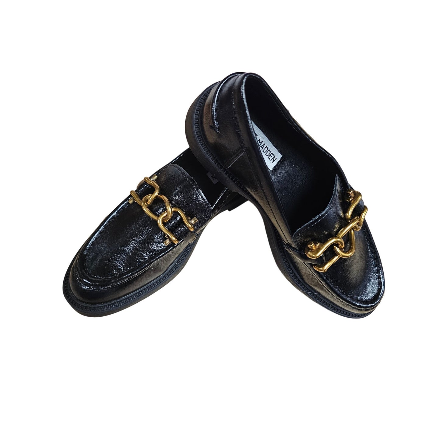 NWOB Black Leather Steve Madden Kalon Loafers with bit accents size 9